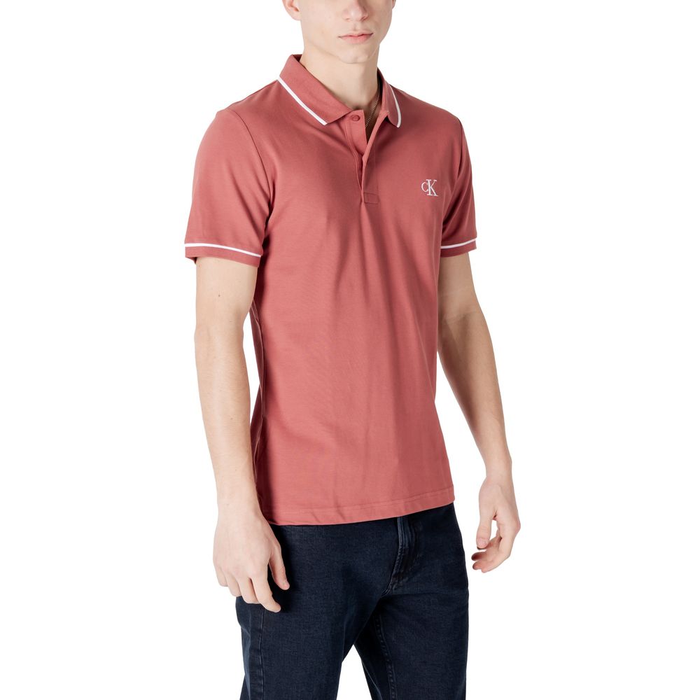 Tricou polo roșu din bumbac Calvin Klein Jeans