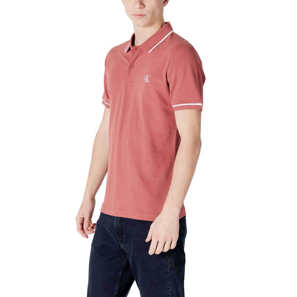 Tricou polo roșu din bumbac Calvin Klein Jeans