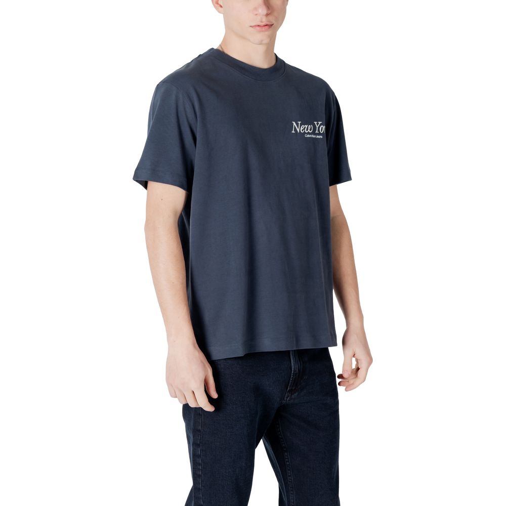 Tricou Calvin Klein Jeans albastru din bumbac