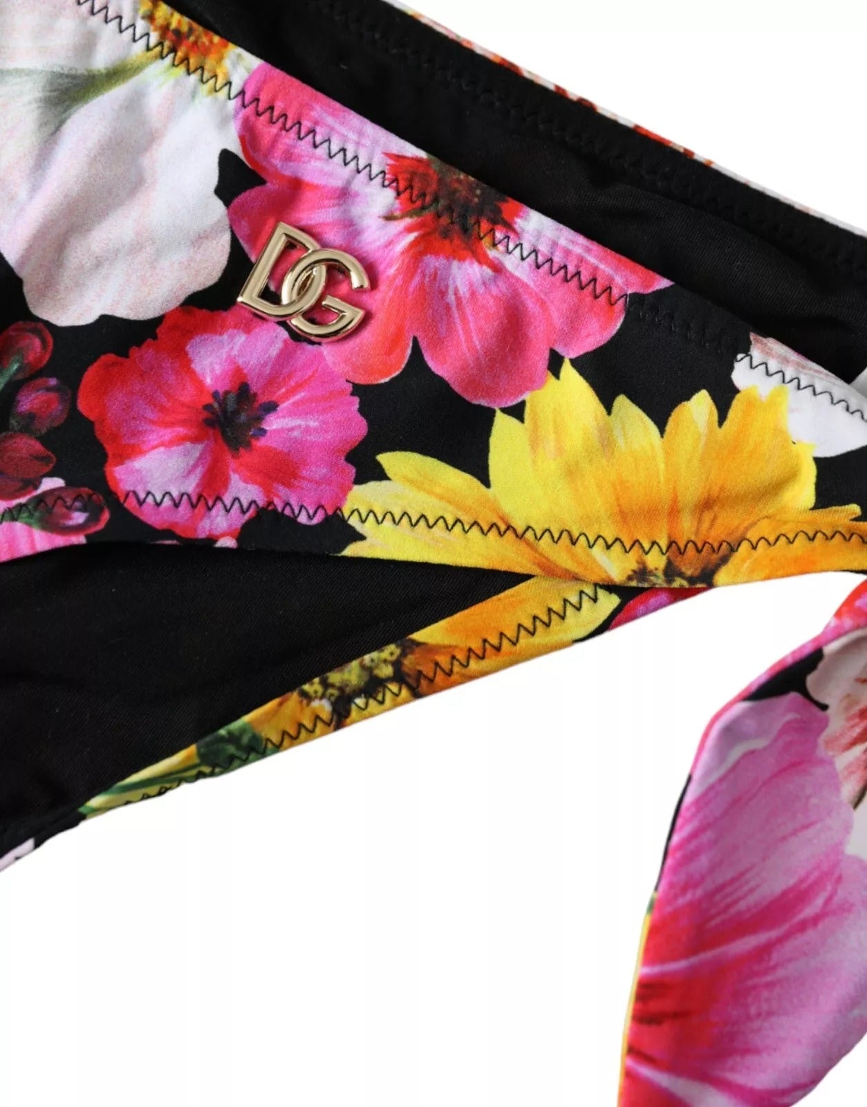 Dolce & Gabbana – Schwarzer Badeanzug mit Blumenmuster und Bikinihose