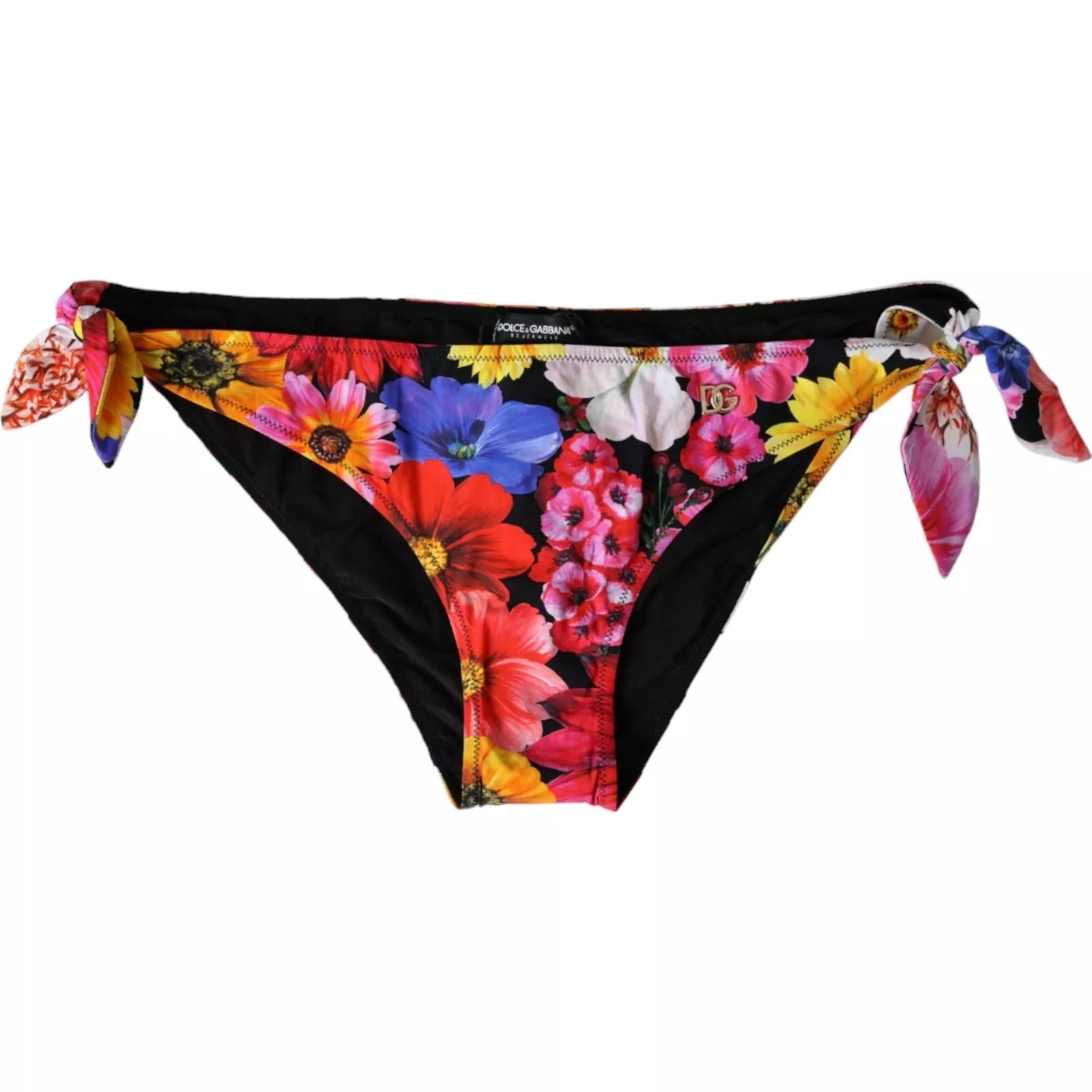 Dolce & Gabbana – Schwarzer Badeanzug mit Blumenmuster und Bikinihose