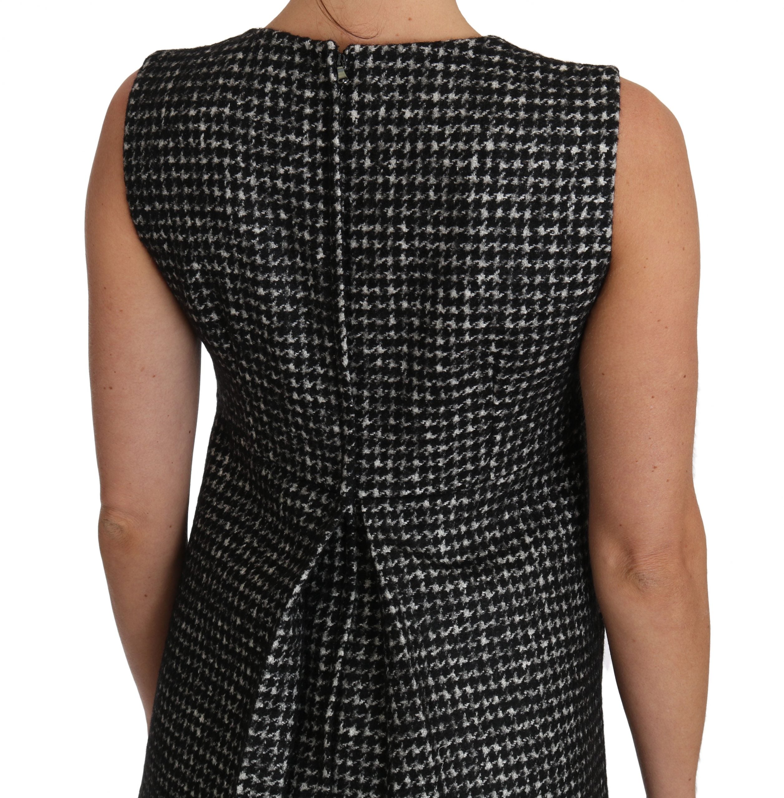 Dolce & Gabbana Elegantes graues Mini-A-Linien-Kleid mit lila Tulpe