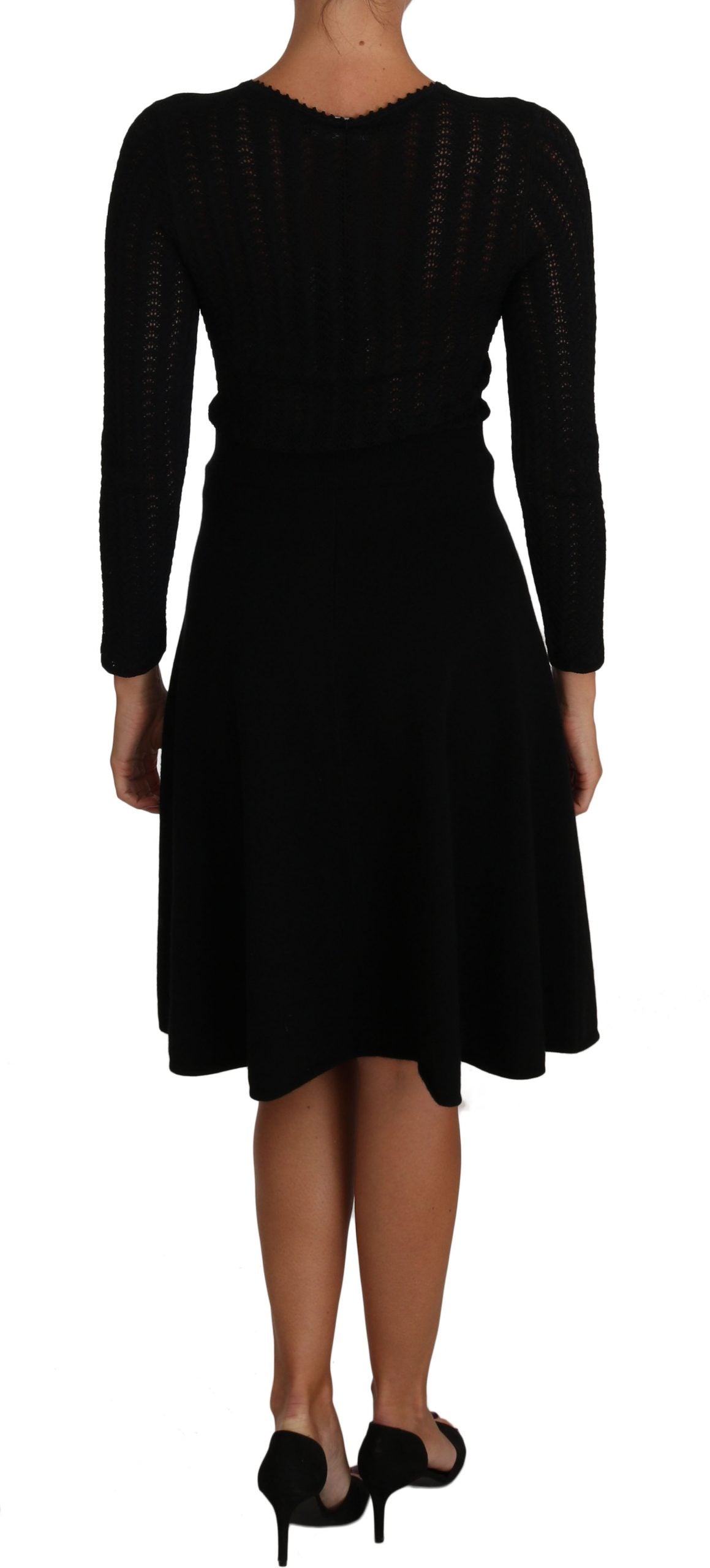Dolce & Gabbana Elegantes schwarzes Strick-Etuikleid