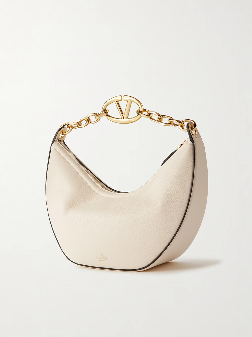 Geanta de umar Valentino Garavani Ivory Piele Mica Hobo Vlogo