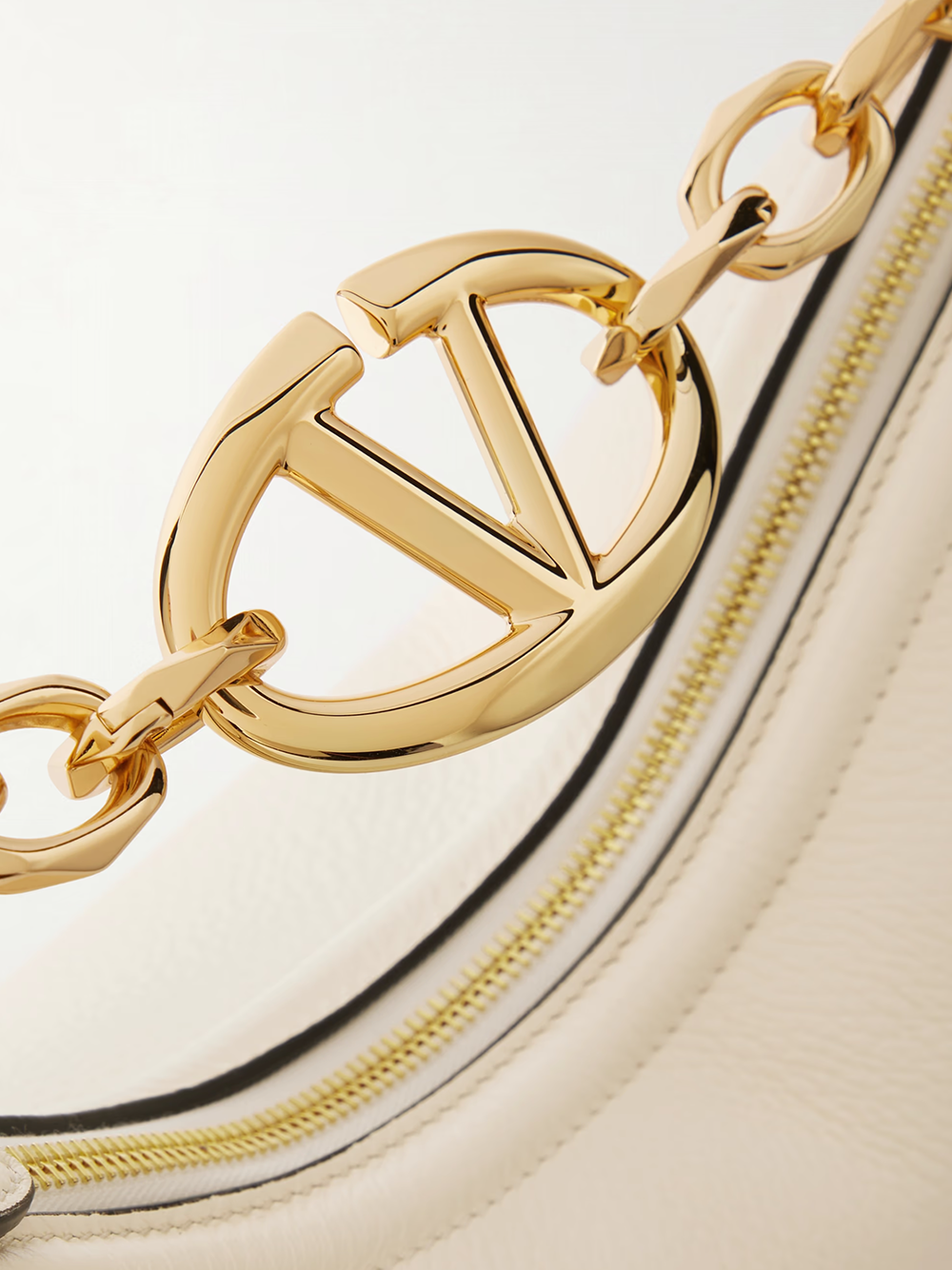 Geanta de umar Valentino Garavani Ivory Piele Mica Hobo Vlogo