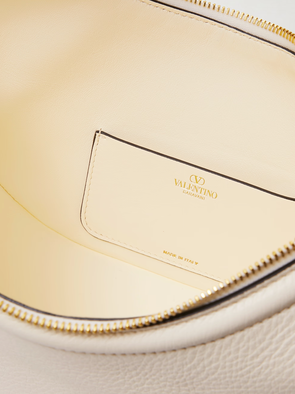 Geanta de umar Valentino Garavani Ivory Piele Mica Hobo Vlogo