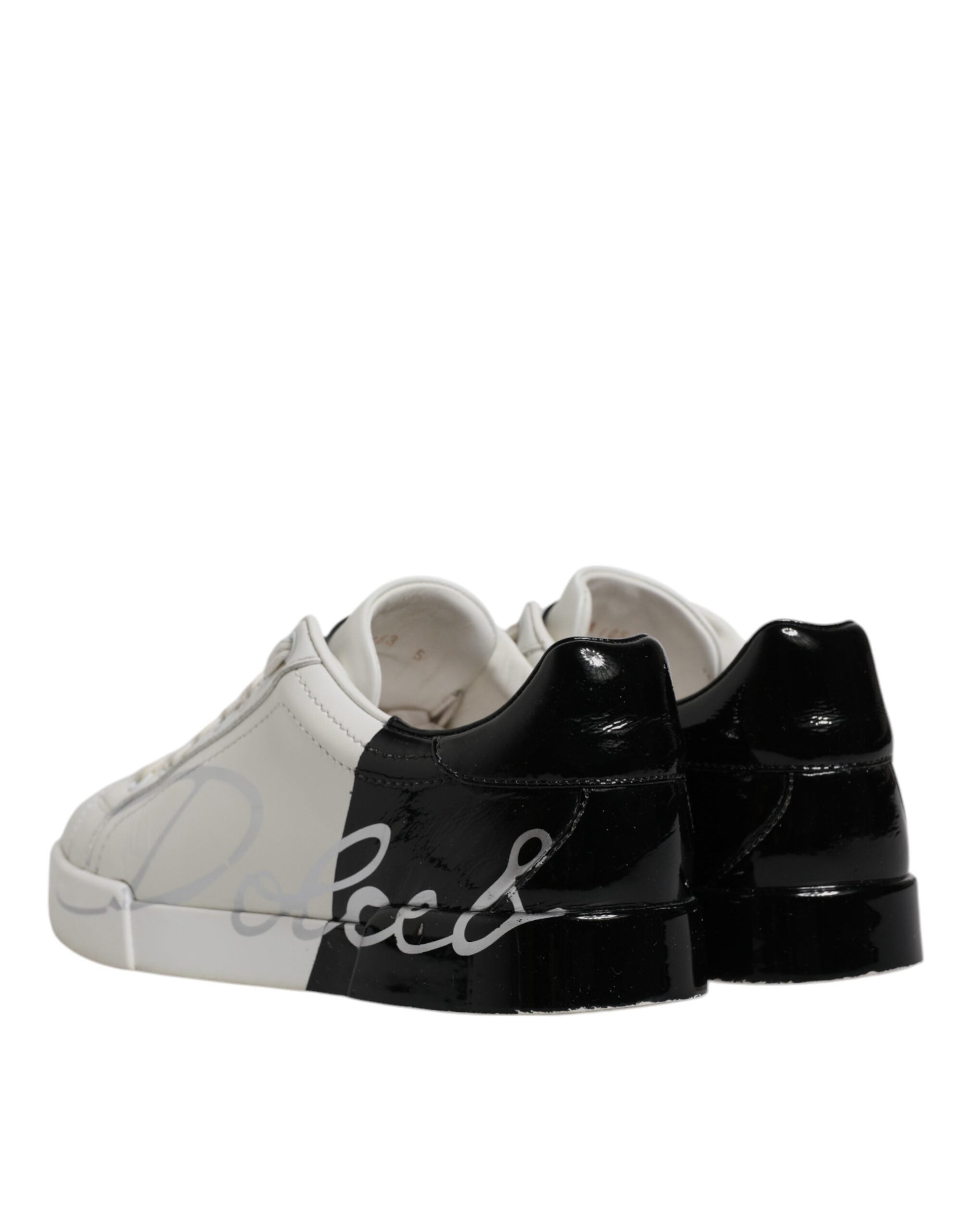 Dolce & Gabbana Weiß Schwarz Logo Portofino Männer Sneaker Schuhe