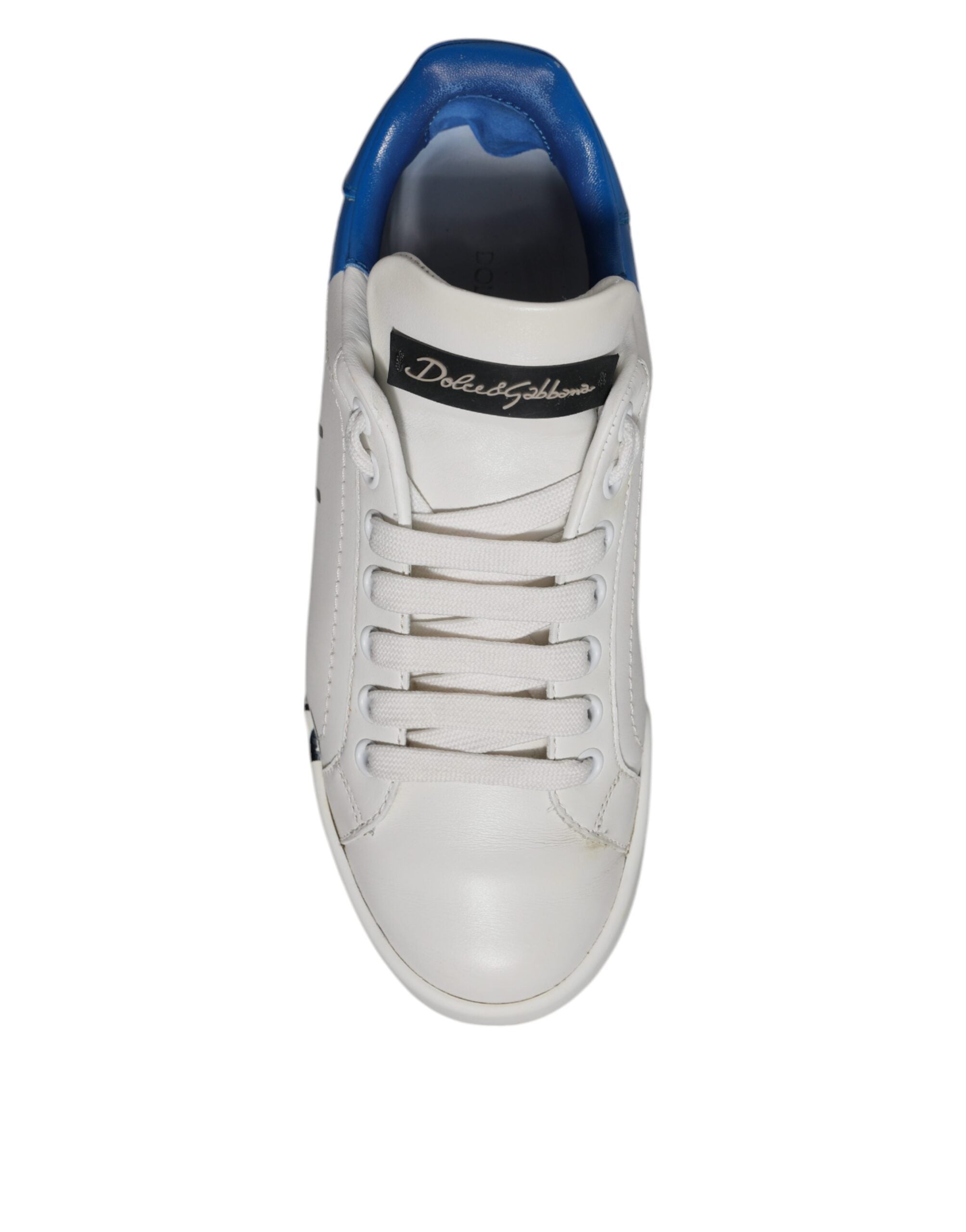 Dolce & Gabbana – Portofino – Sneaker mit Logo in Weiß und Blau