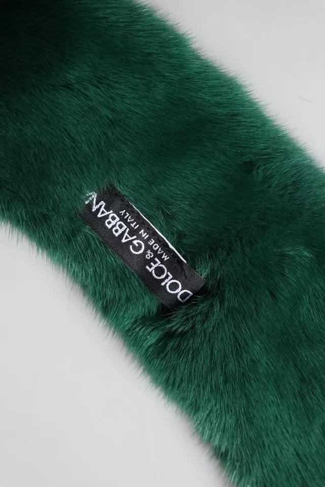 Dolce & Gabbana Eșarfă pentru femei cu guler din blană de nurcă verde