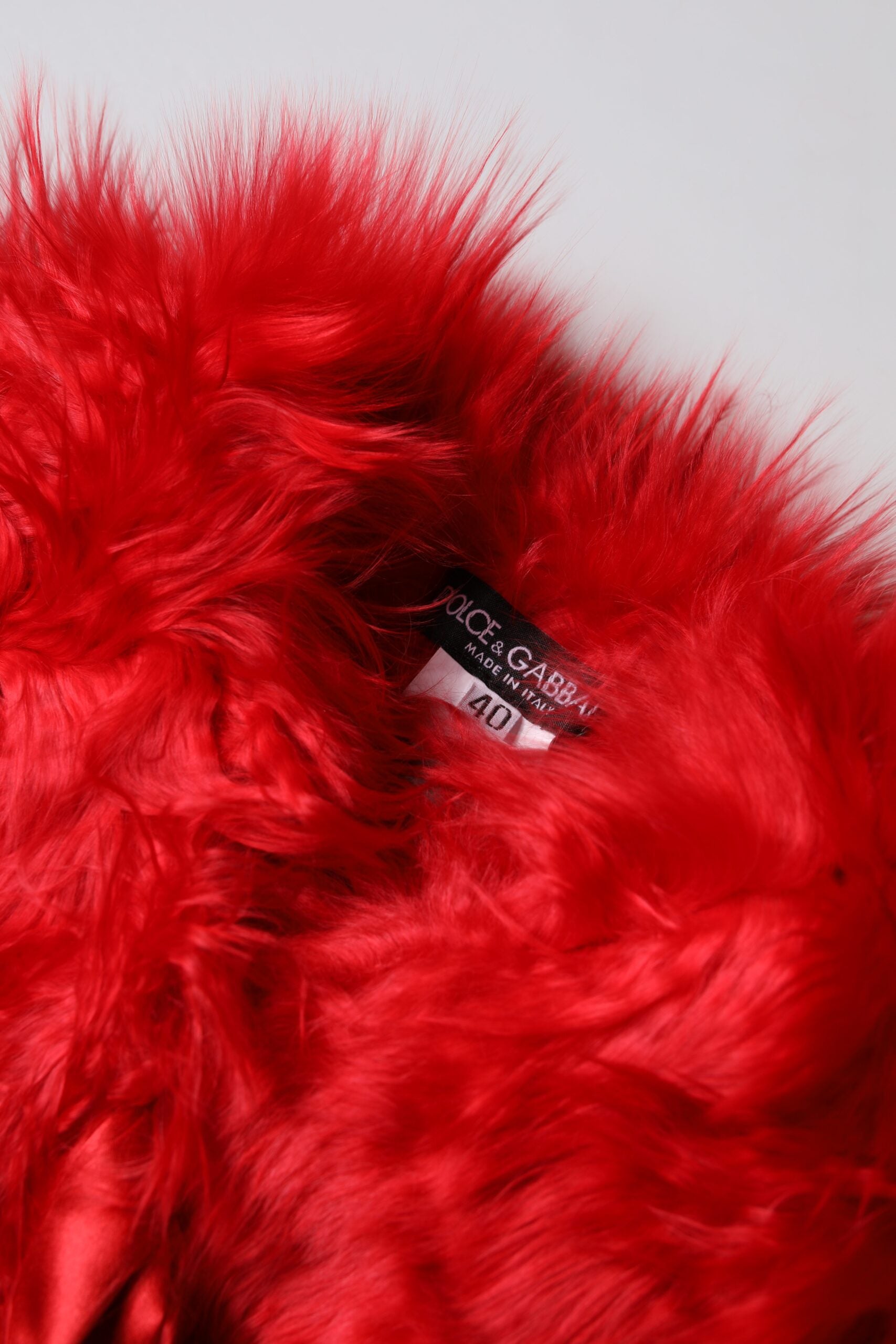 Eșarfă de iarnă Dolce & Gabbana cu blană de alpaca roșie pentru femei