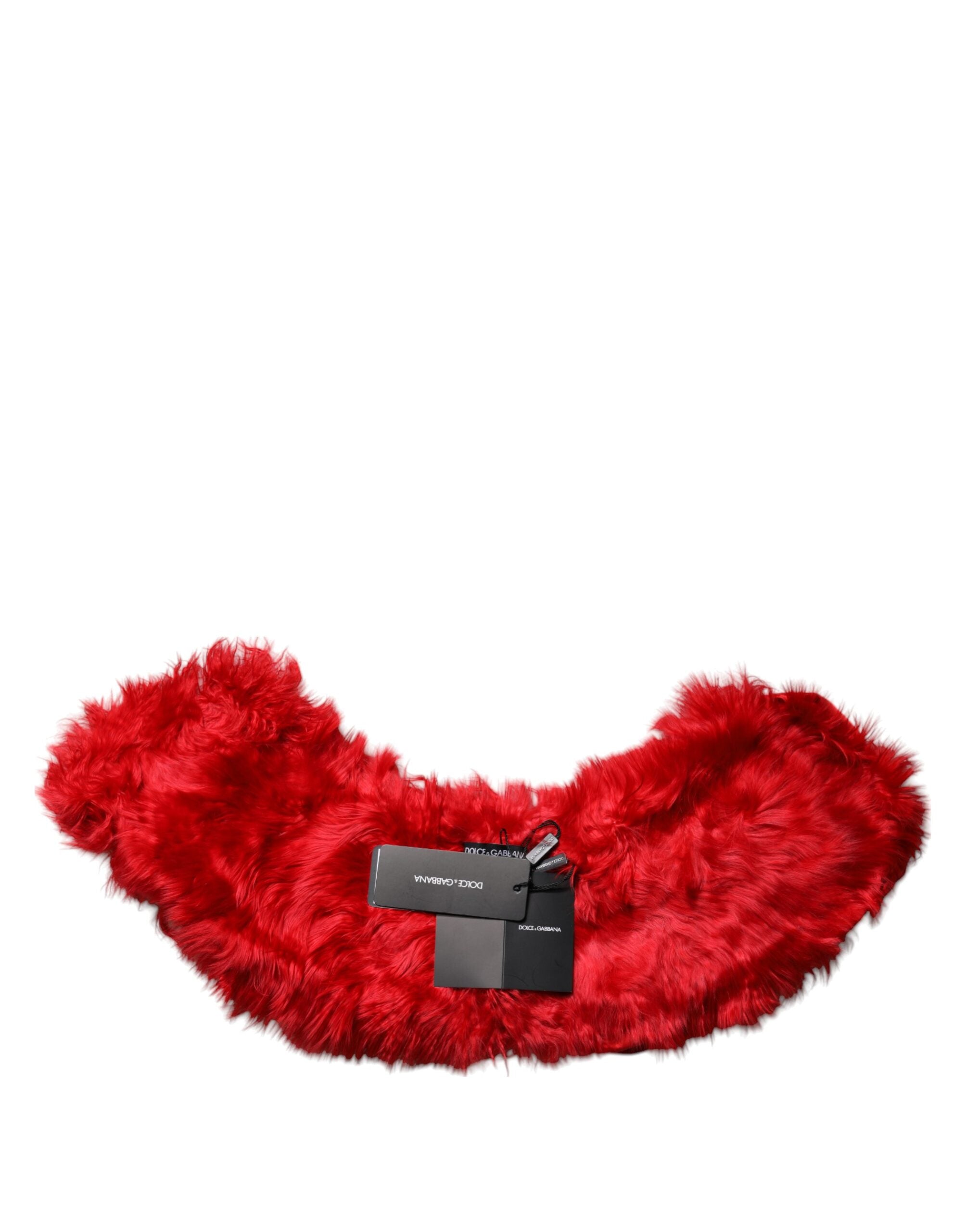 Eșarfă de iarnă Dolce & Gabbana cu blană de alpaca roșie pentru femei