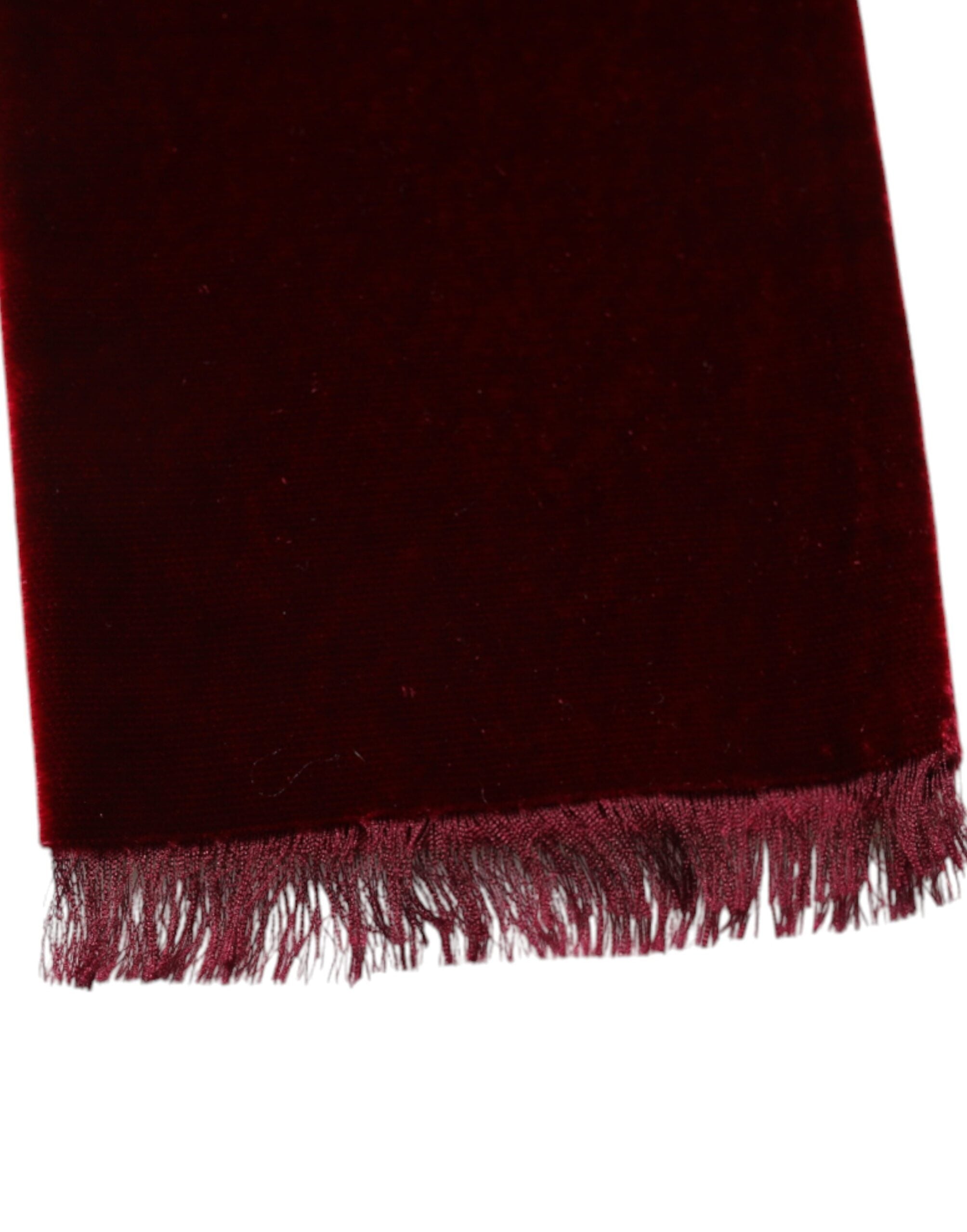 Eșarfă Dolce & Gabbana Bordeaux din bumbac și mătase cu franjuri