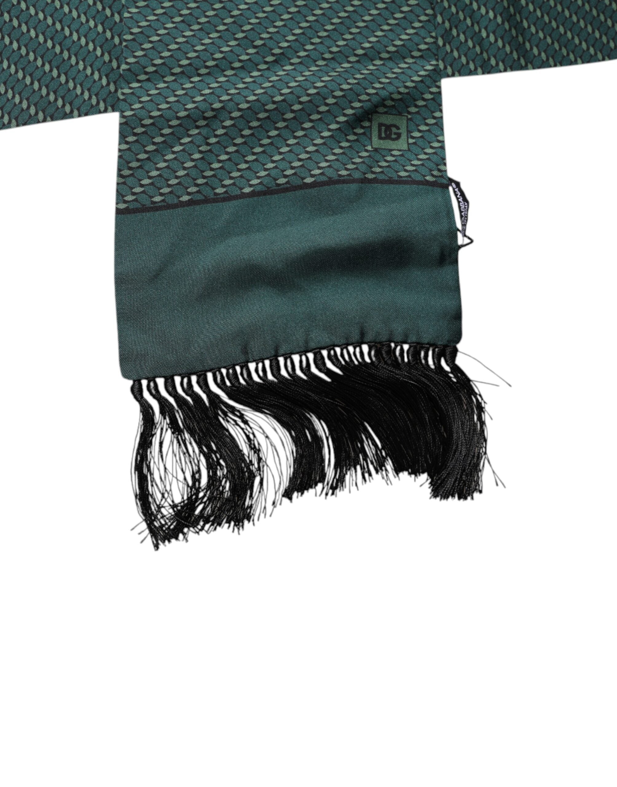 Eșarfă Dolce & Gabbana verde închis cu franjuri Fantasy