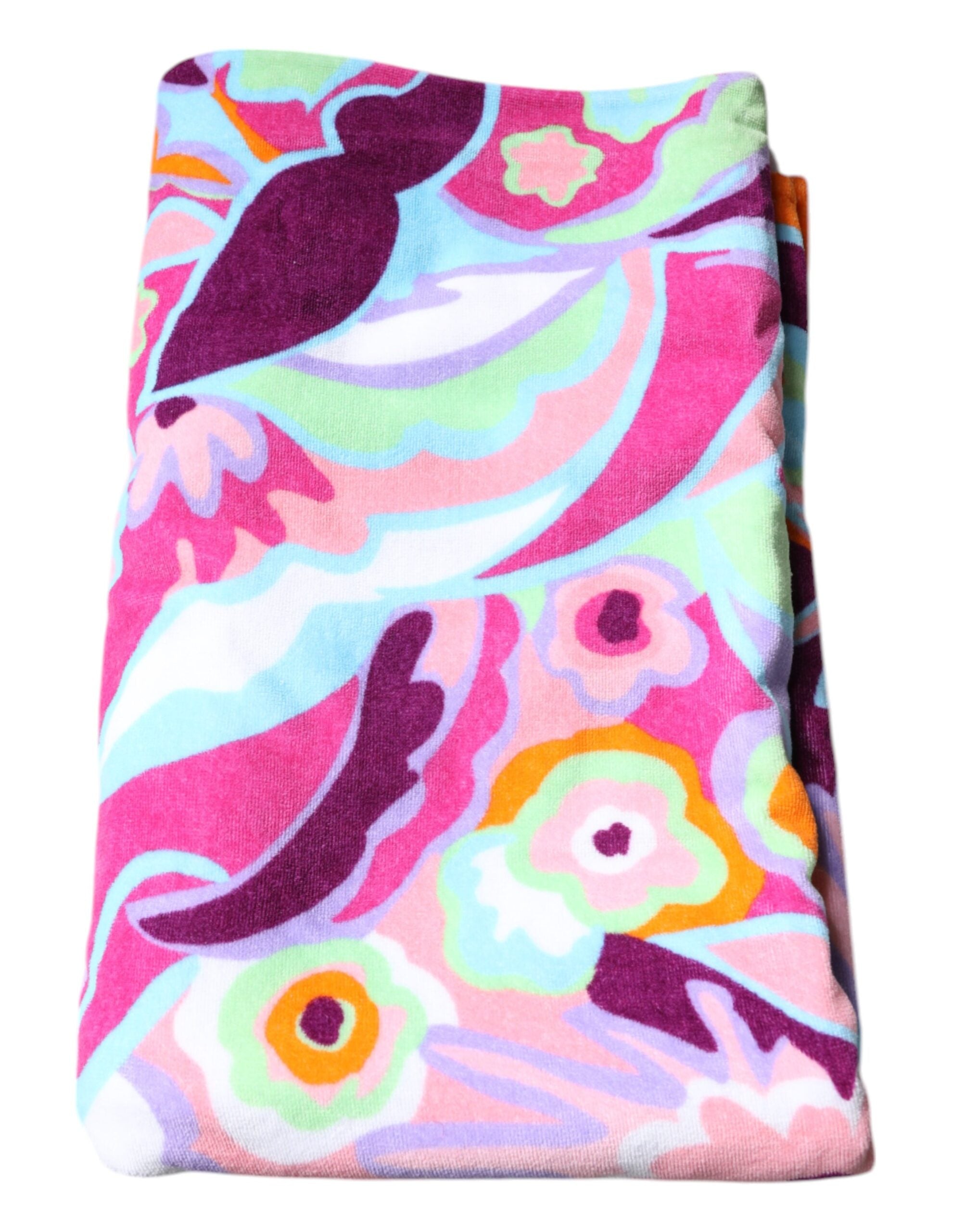 Prosop de plajă din bumbac cu imprimeu floral multicolor Dolce & Gabbana