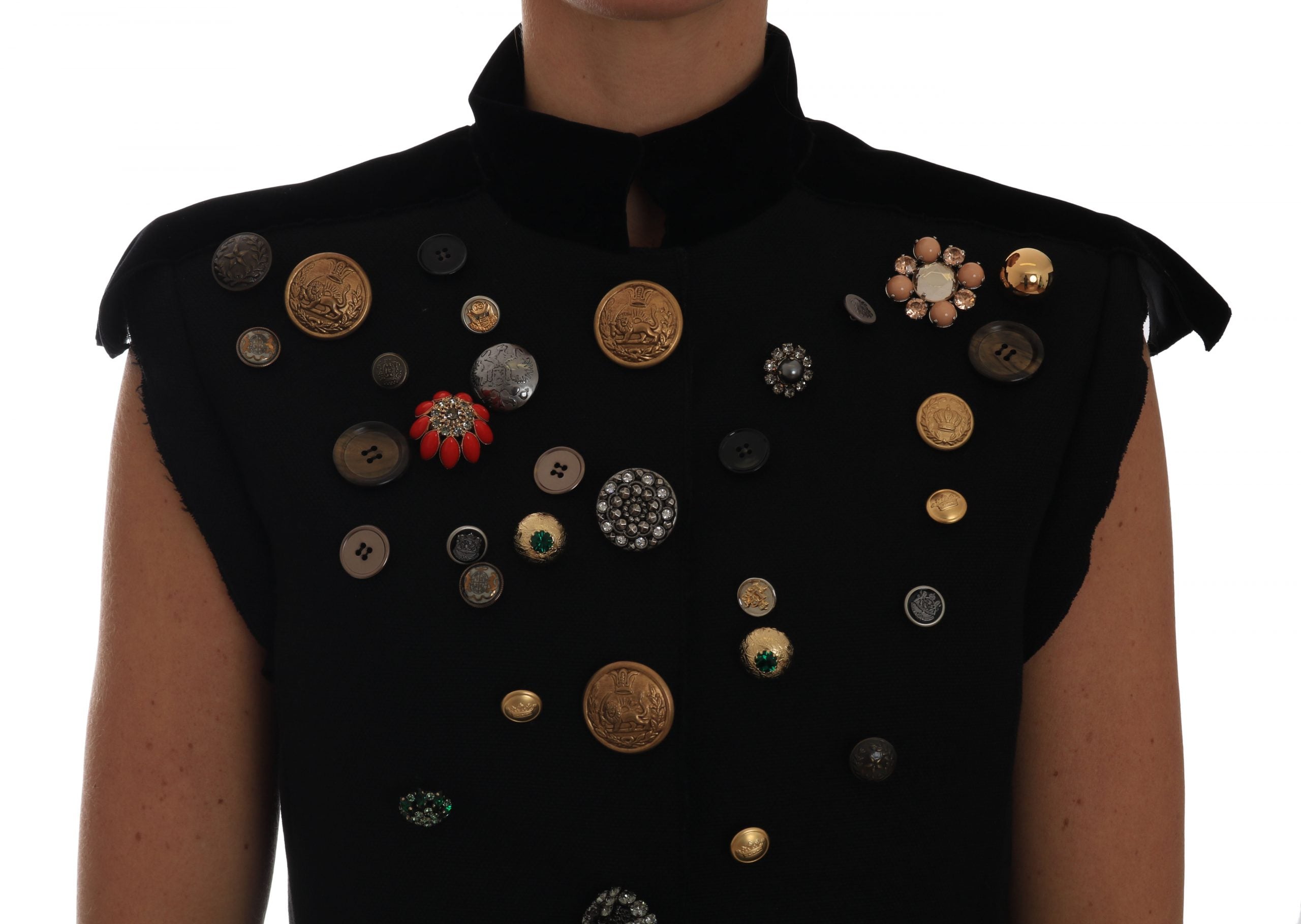 Dolce & Gabbana – Verzierte schwarze Weste im Military-Stil
