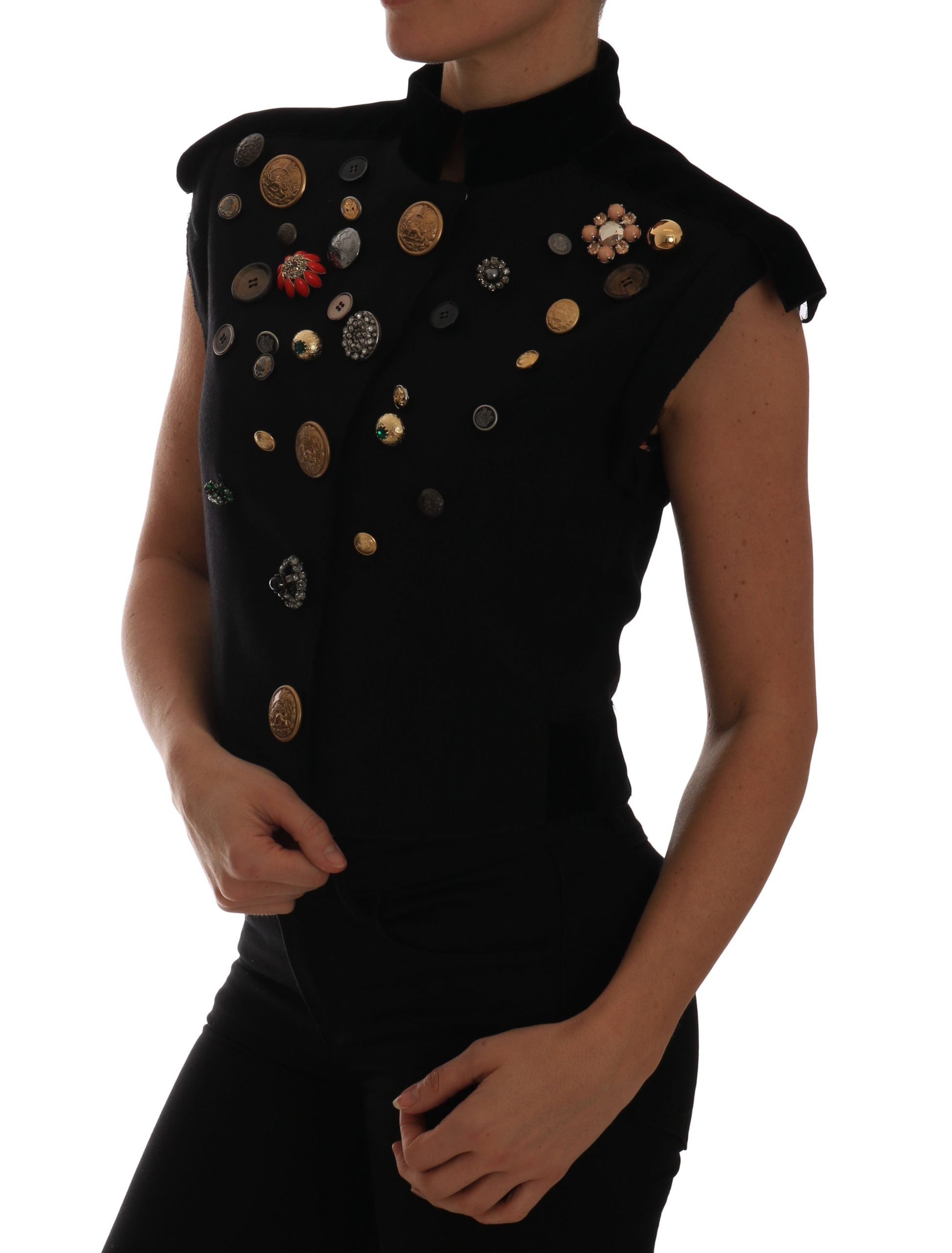 Dolce & Gabbana – Verzierte schwarze Weste im Military-Stil