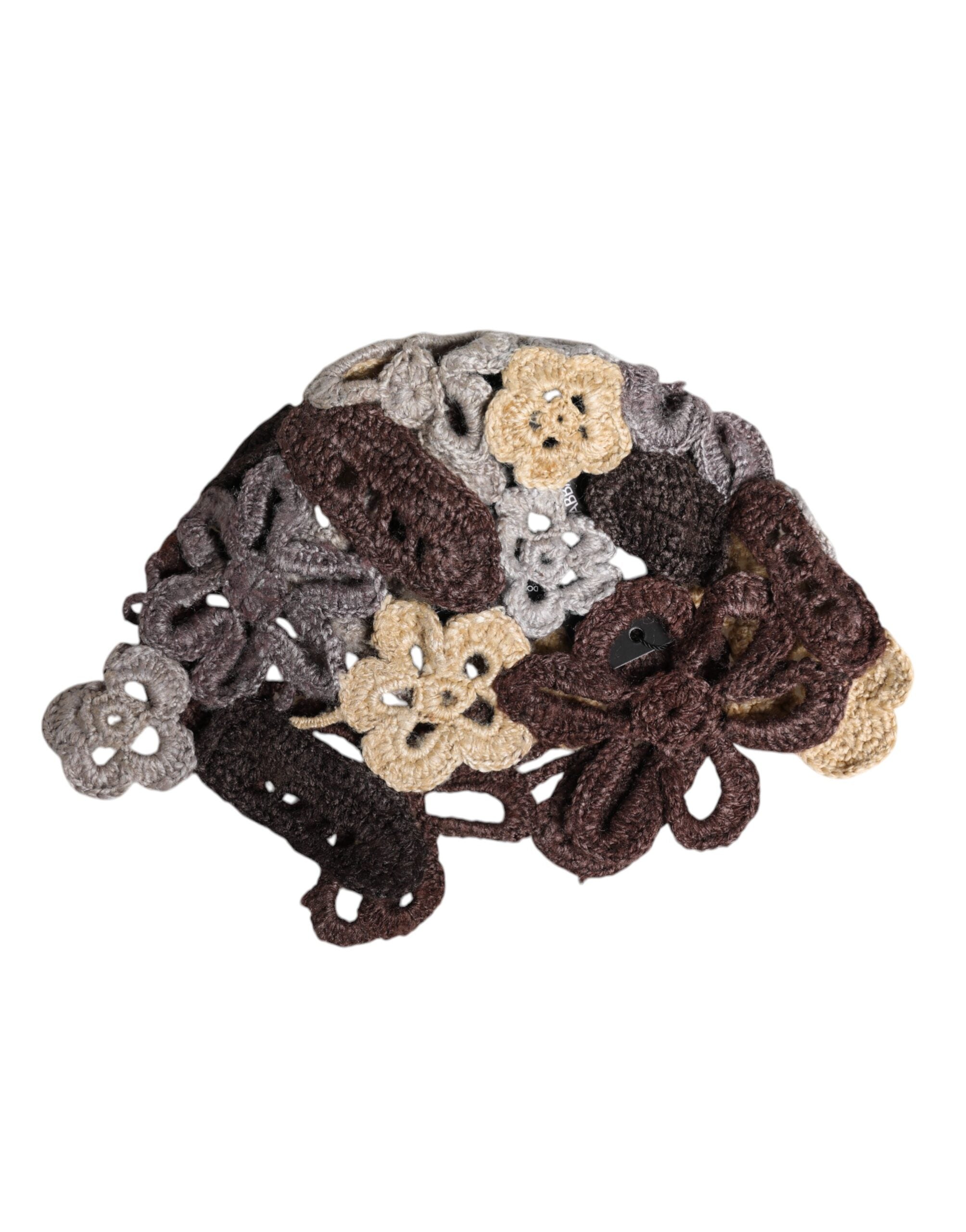 Căciulă Dolce & Gabbana cu imprimeu floral multicolor din mătase croșetată