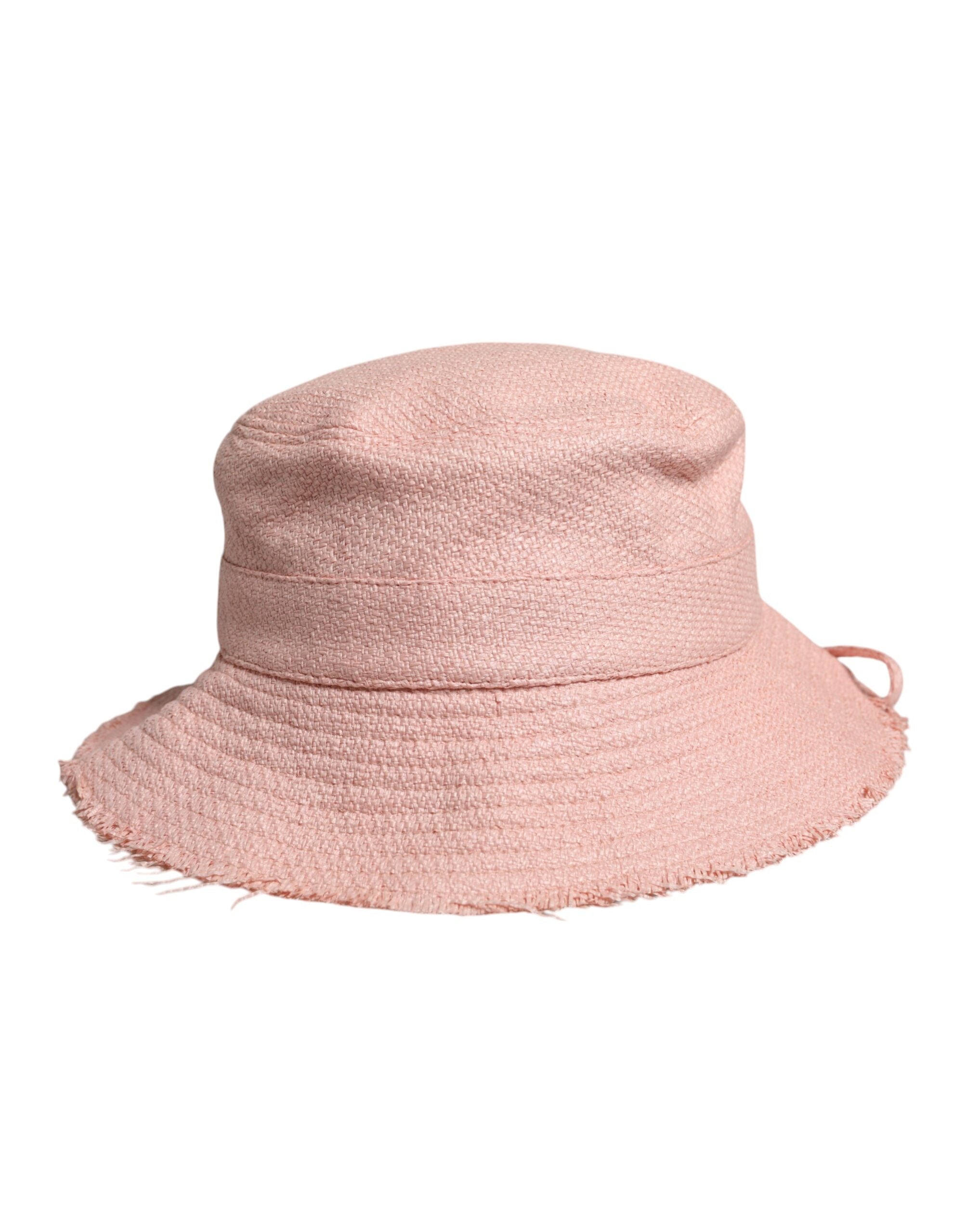 Pălărie Dolce & Gabbana roz din bumbac cu bor larg