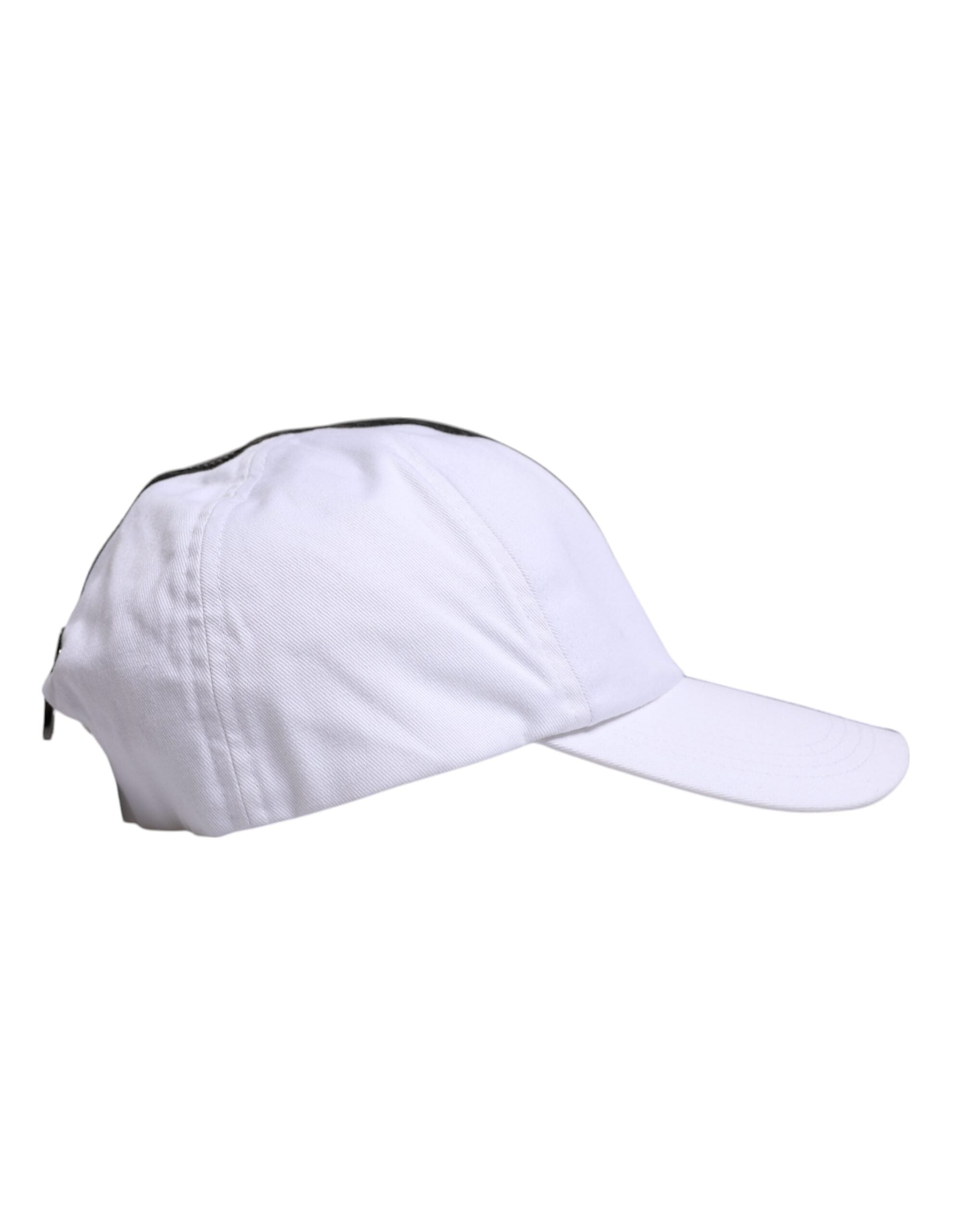Șapcă de baseball Dolce & Gabbana cu fermoar din bumbac alb-negru