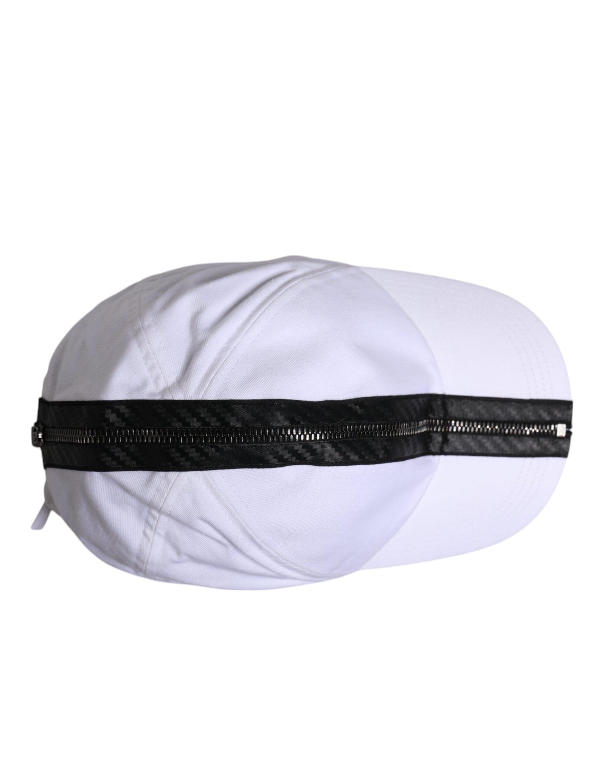 Șapcă de baseball Dolce & Gabbana cu fermoar din bumbac alb-negru