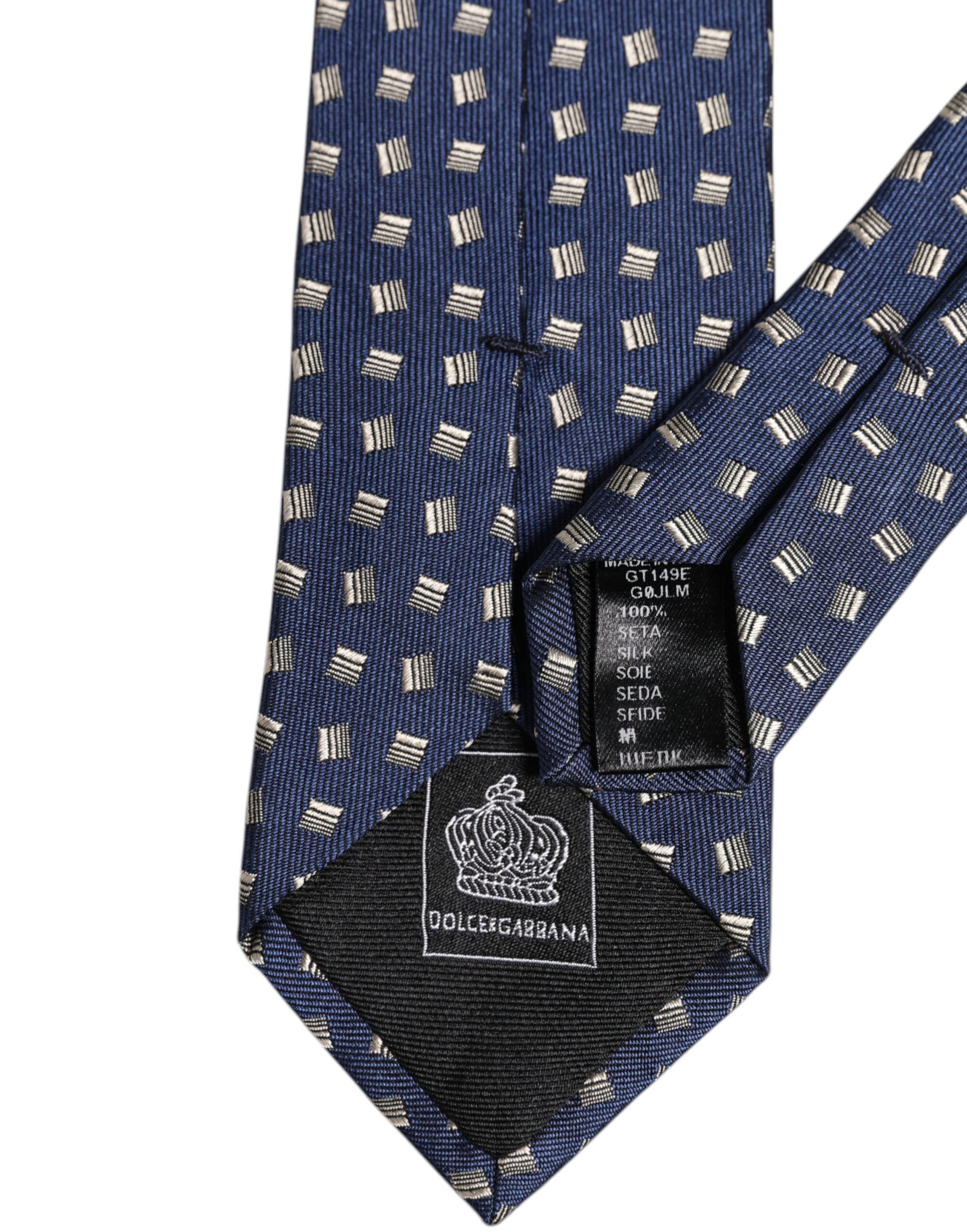 Dolce & Gabbana – Blau gemusterte, verstellbare Seidenkrawatte