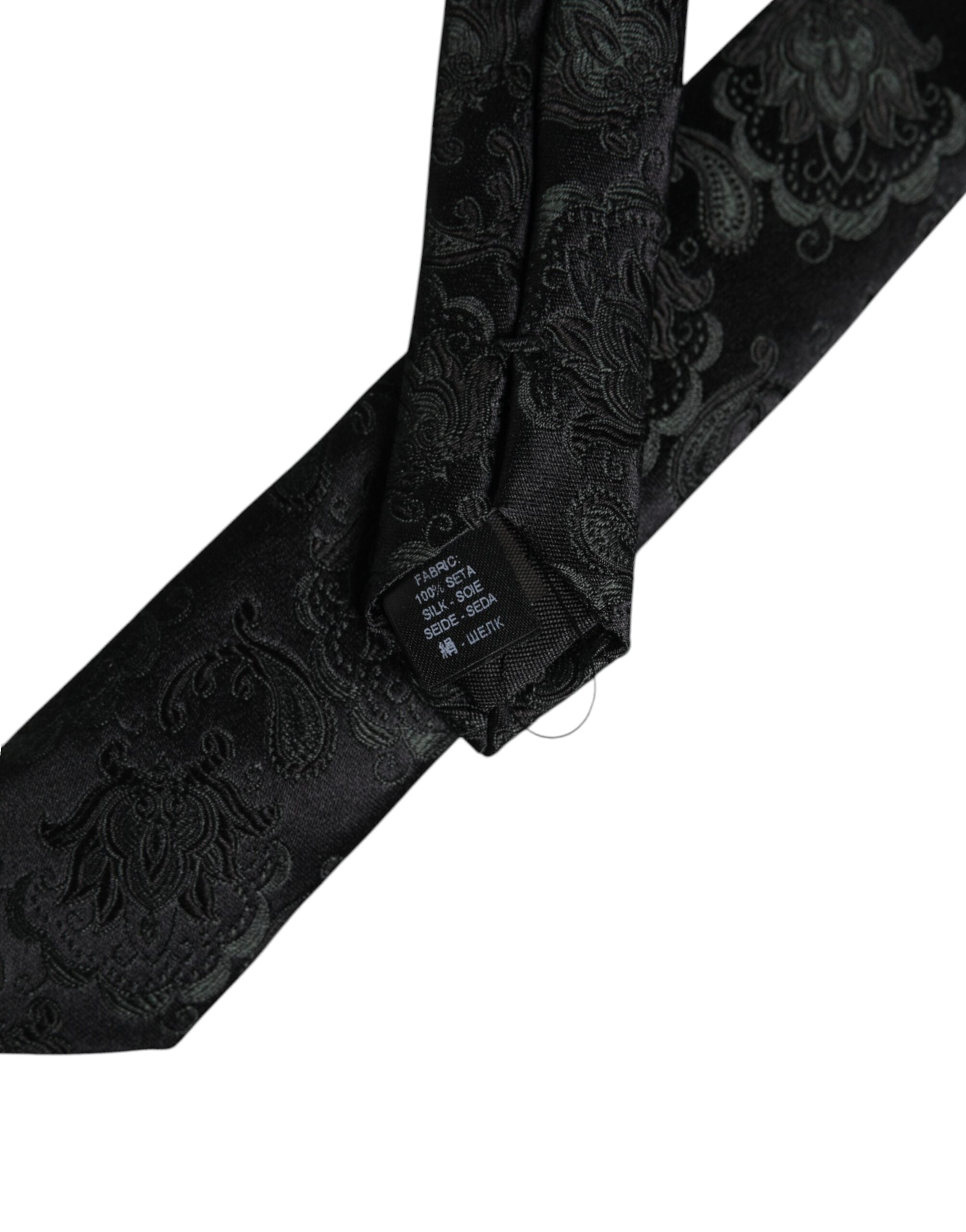 Cravată ajustabilă din mătase florală verde închis Dolce & Gabbana