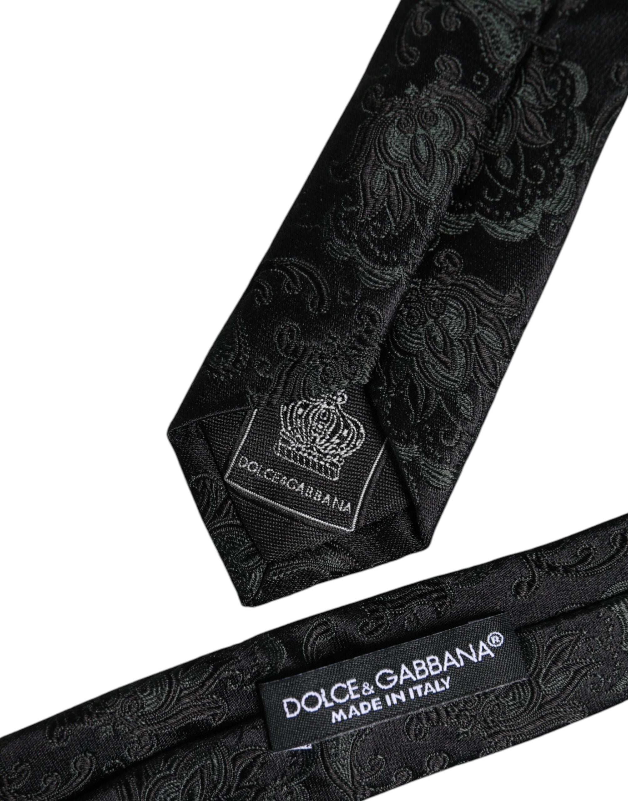 Cravată ajustabilă din mătase florală verde închis Dolce & Gabbana