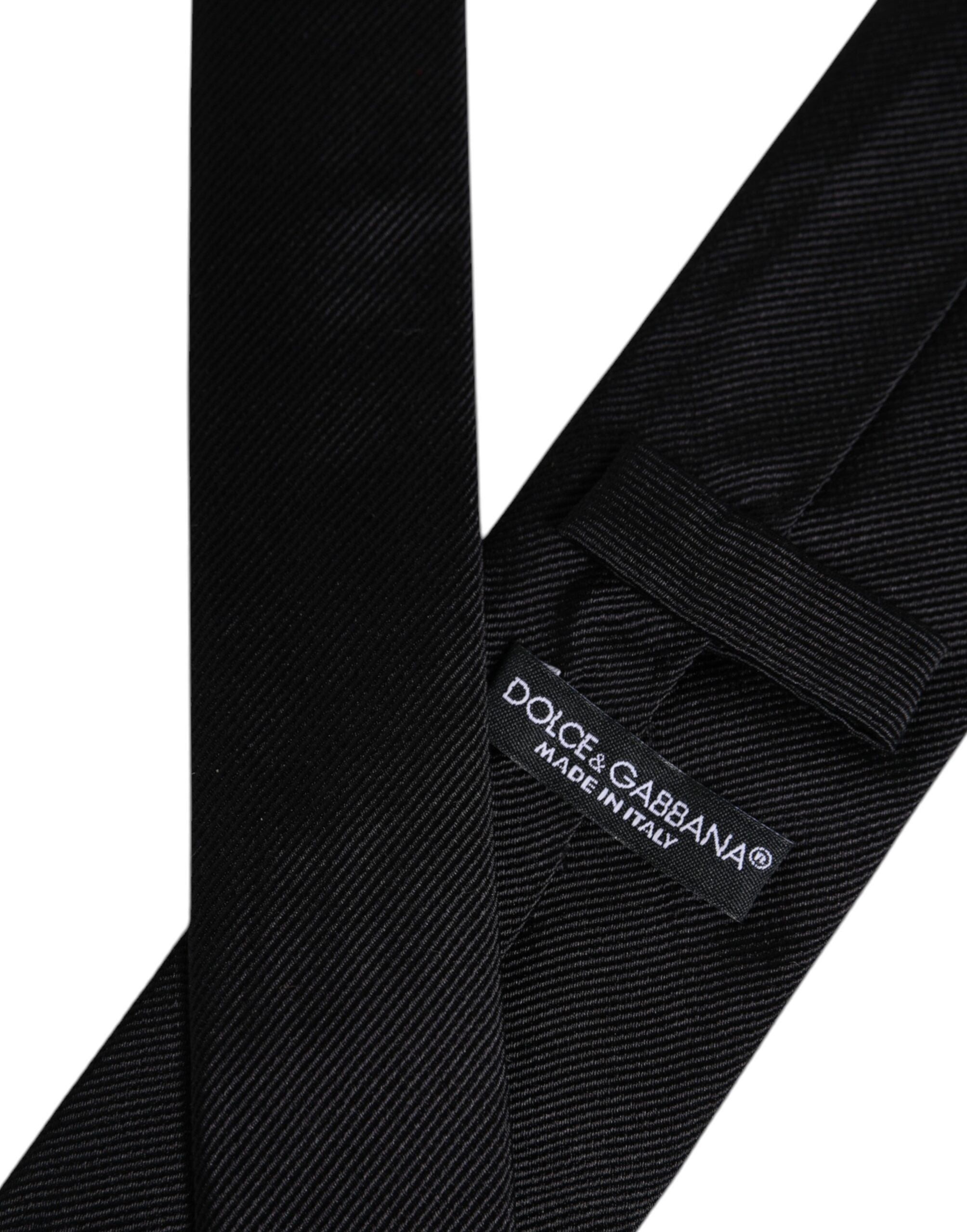Cravată ajustabilă din mătase unită neagră Dolce & Gabbana
