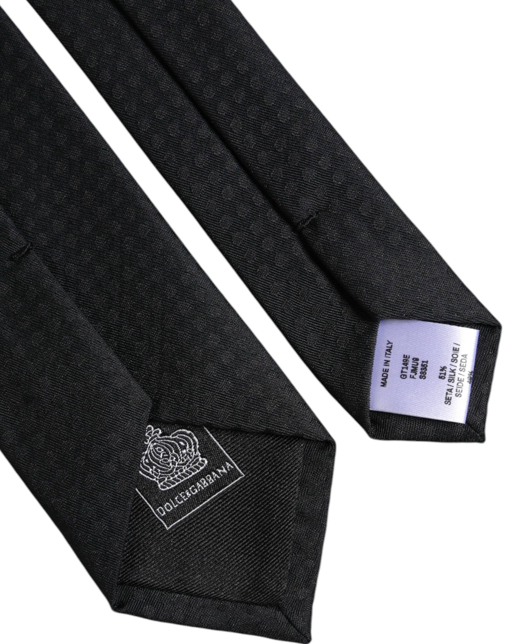 Cravată ajustabilă din mătase cu cercuri negre Dolce & Gabbana