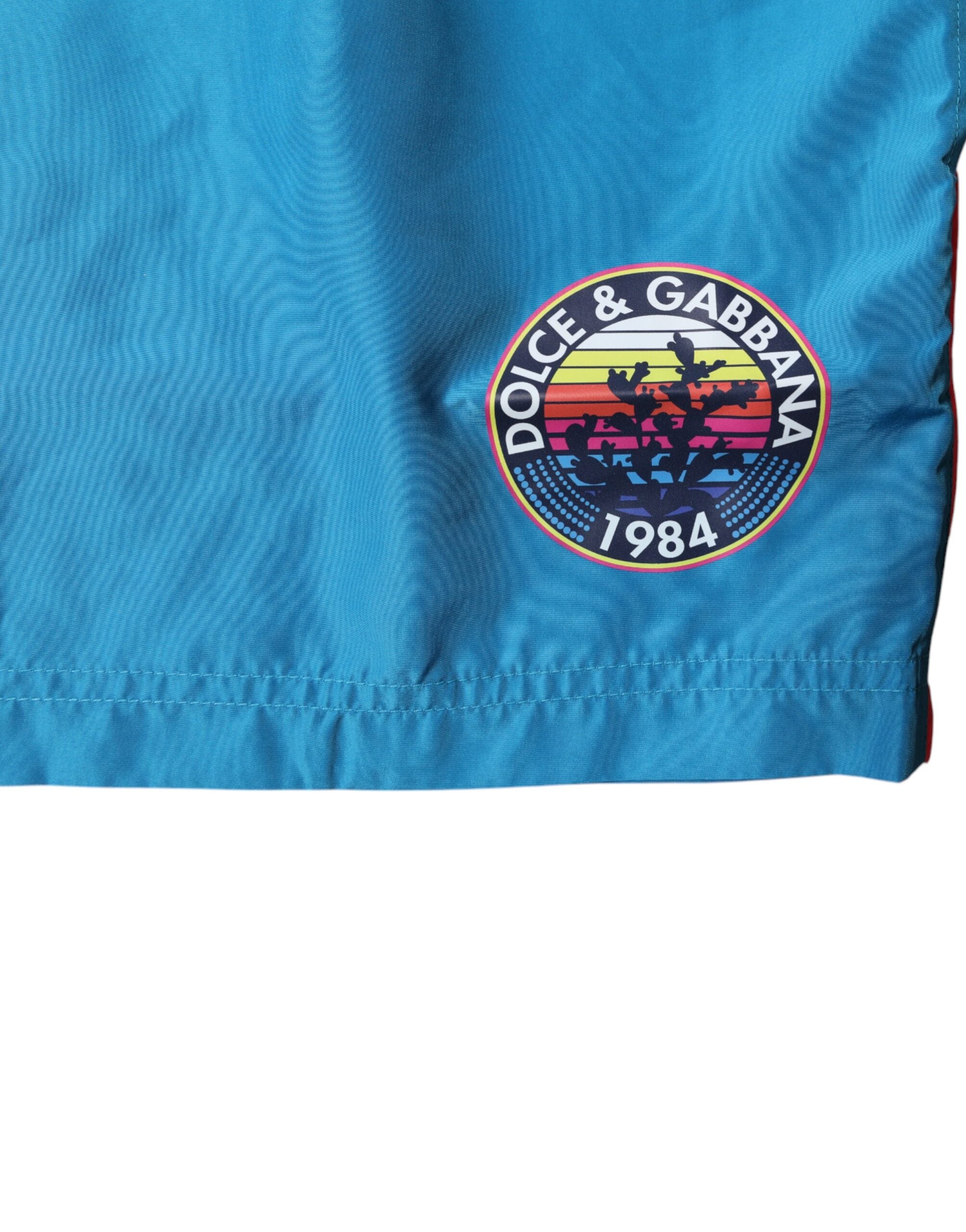 Dolce & Gabbana – Türkisfarbene Strandshorts mit Logo, 2-teilige Bademode
