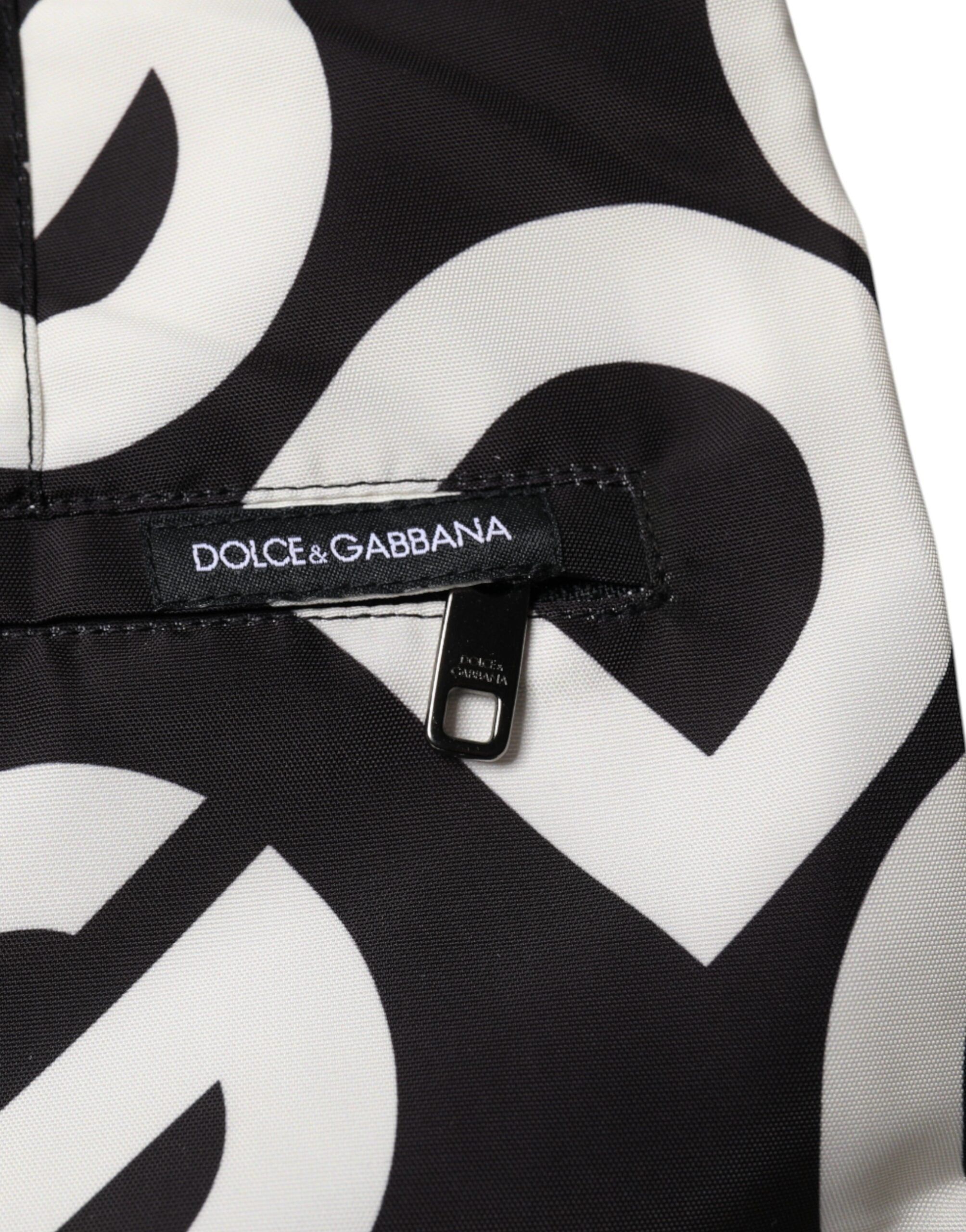 Dolce & Gabbana Schwarz-Weiß-Logo-Strandmode-Shorts Bademode