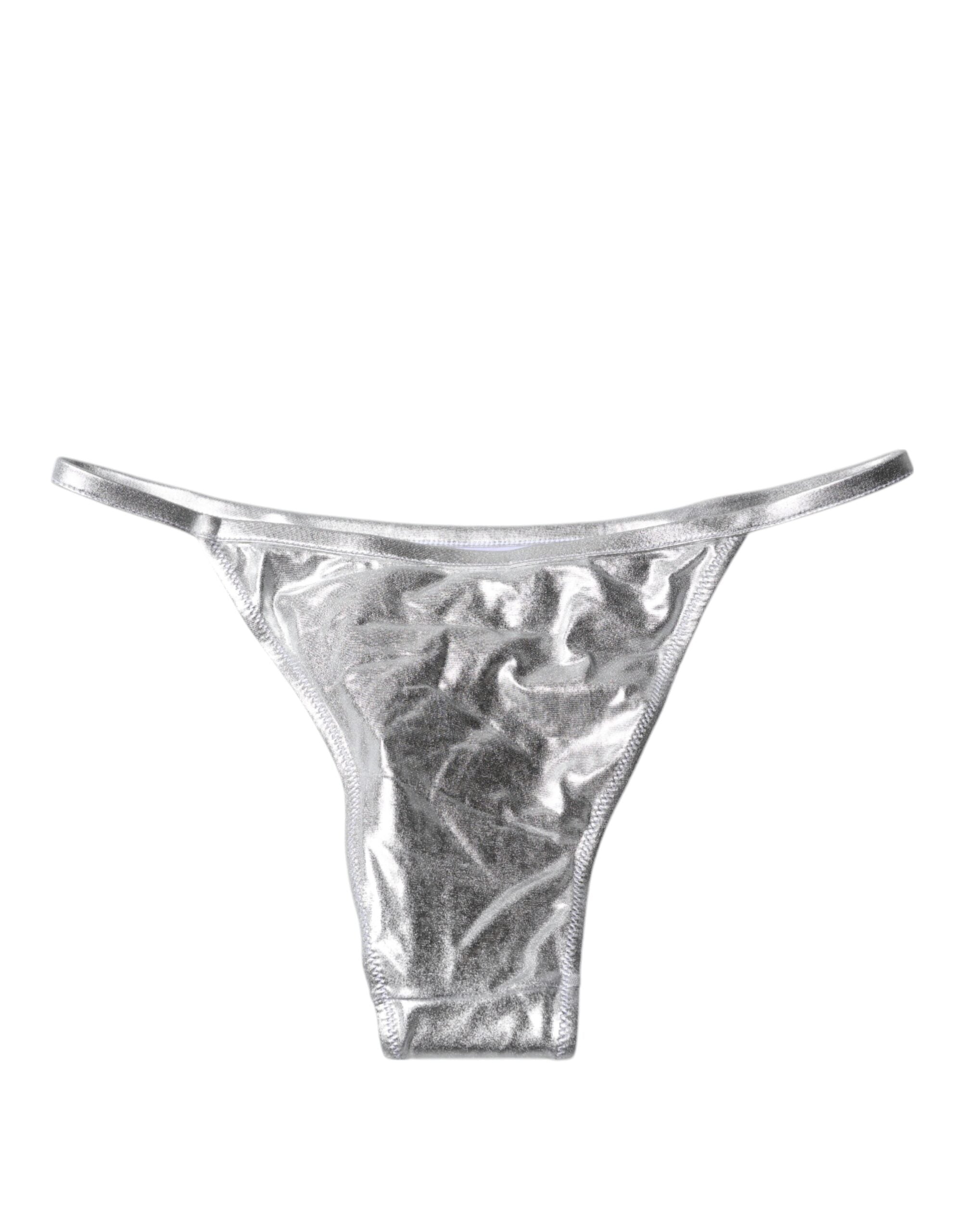 Dolce & Gabbana Silber Polyester Beachwear Bikini Bottom Bademode