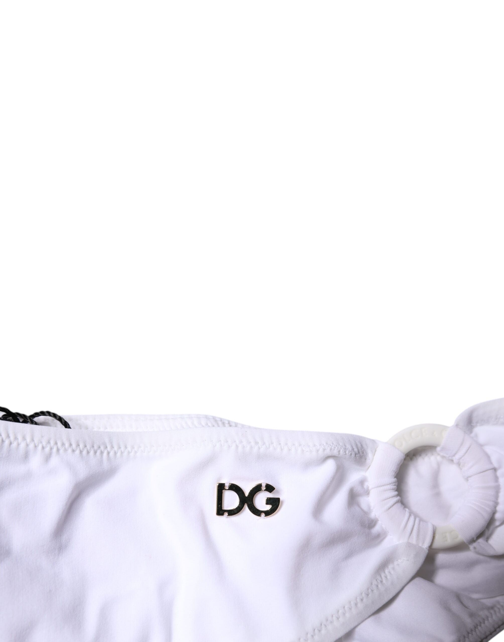 Dolce & Gabbana Weißes Nylon Beachwear Bikini Bottom Bademode