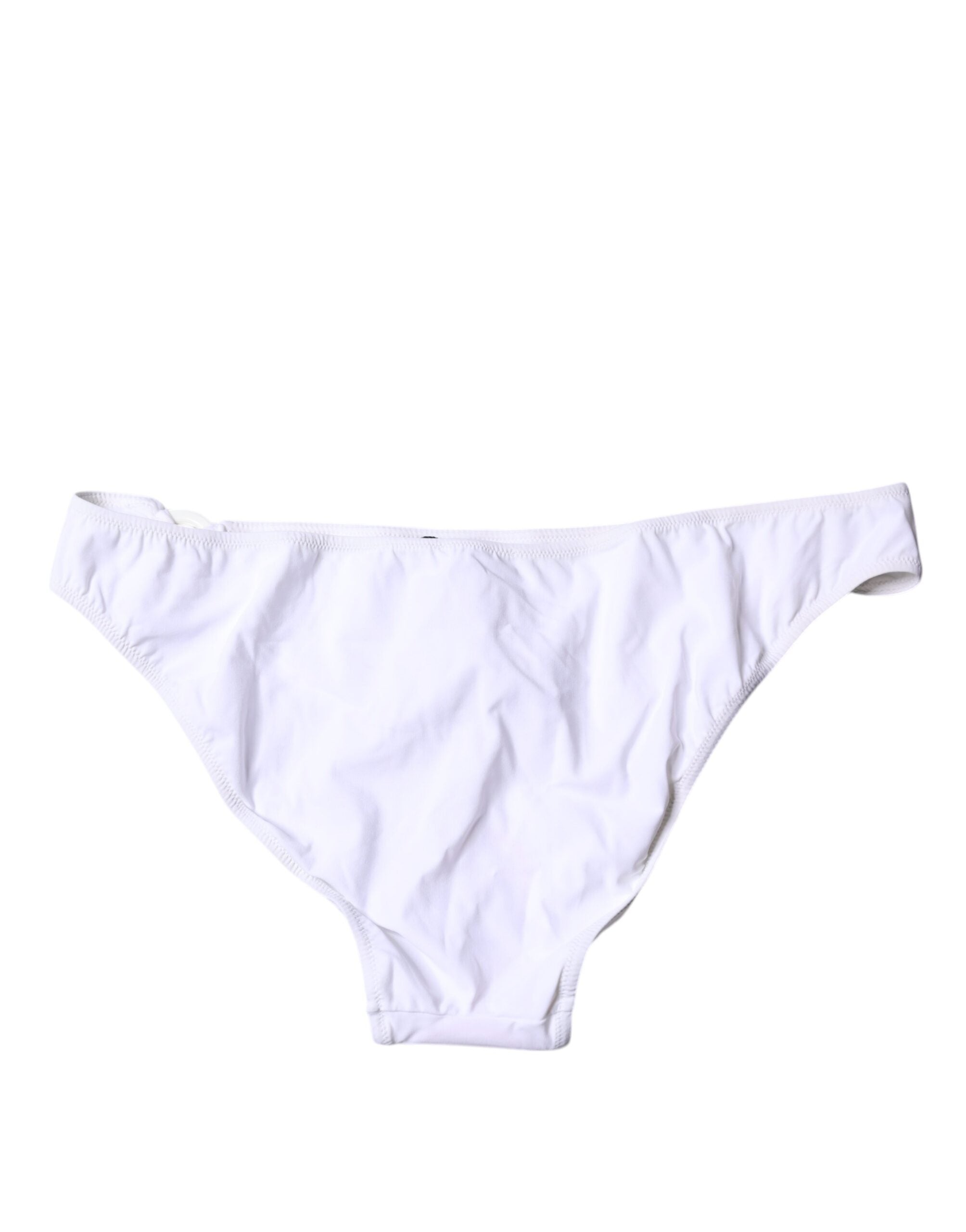 Dolce & Gabbana Weißes Nylon Beachwear Bikini Bottom Bademode