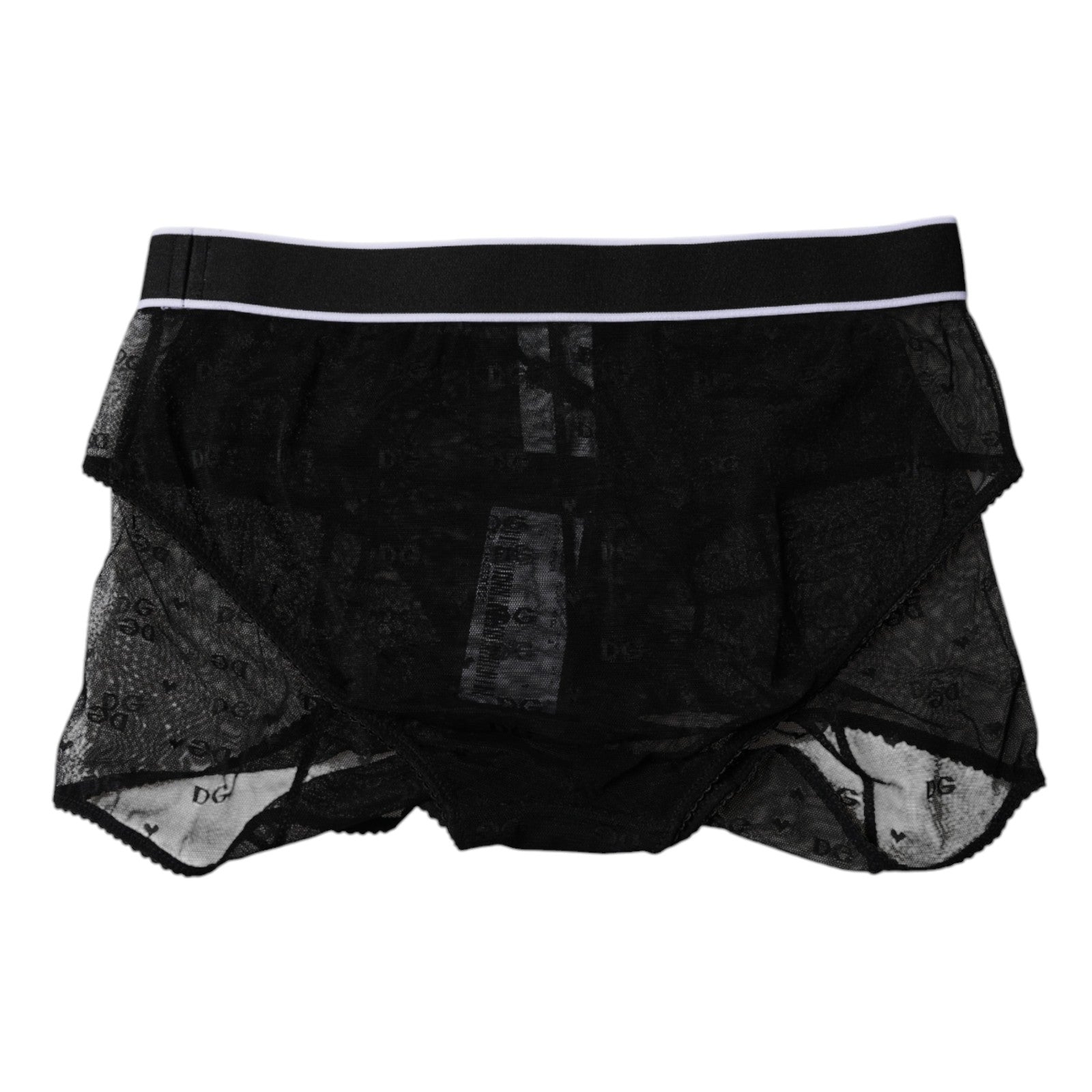 Dolce & Gabbana – Schwarze Höschen aus Nylon mit mittlerer Taille und Tüll