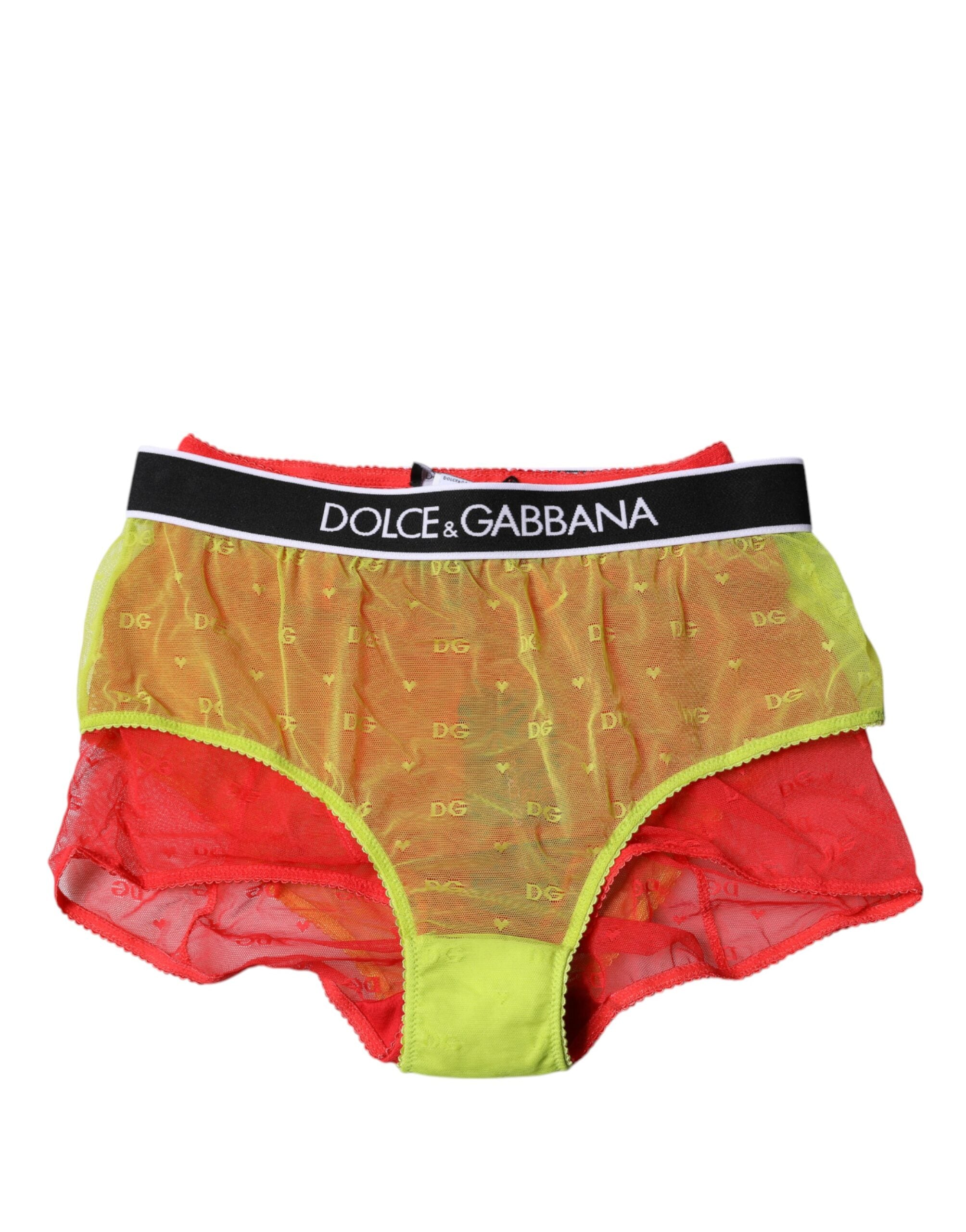 Lenjerie intimă Dolce & Gabbana cu talie medie și tul roșu și galben