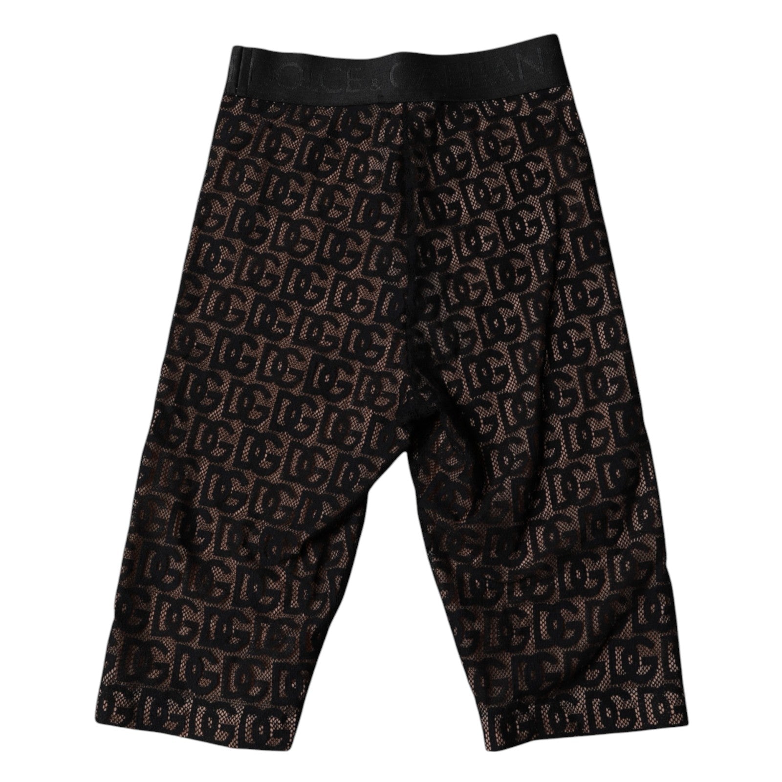 Dolce & Gabbana – Kurze Strumpfhose mit Logo und Monogramm in Schwarz