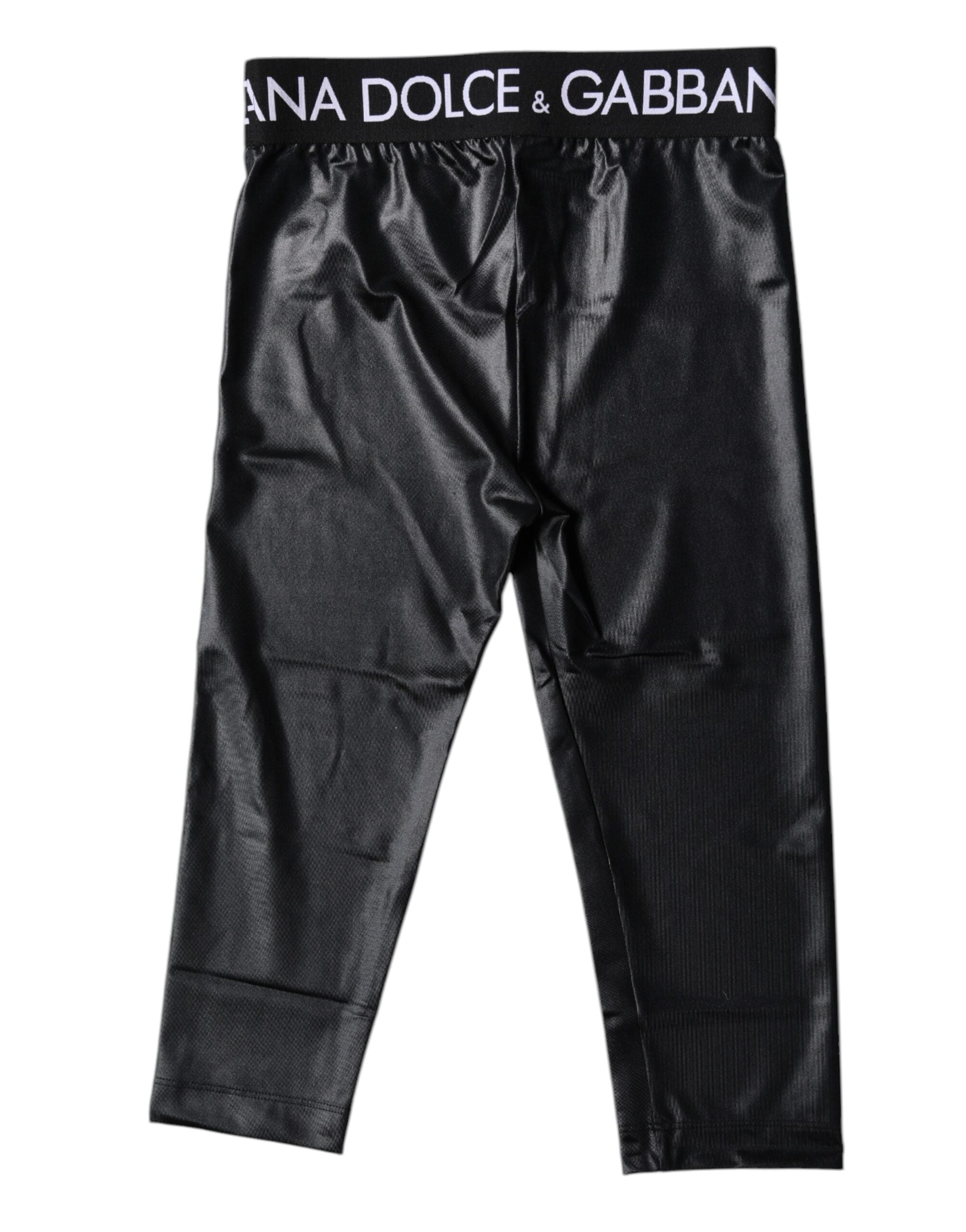 Dolce & Gabbana – Schwarze, kurze Nylon-Strumpfhose mit Logo, Unterwäsche