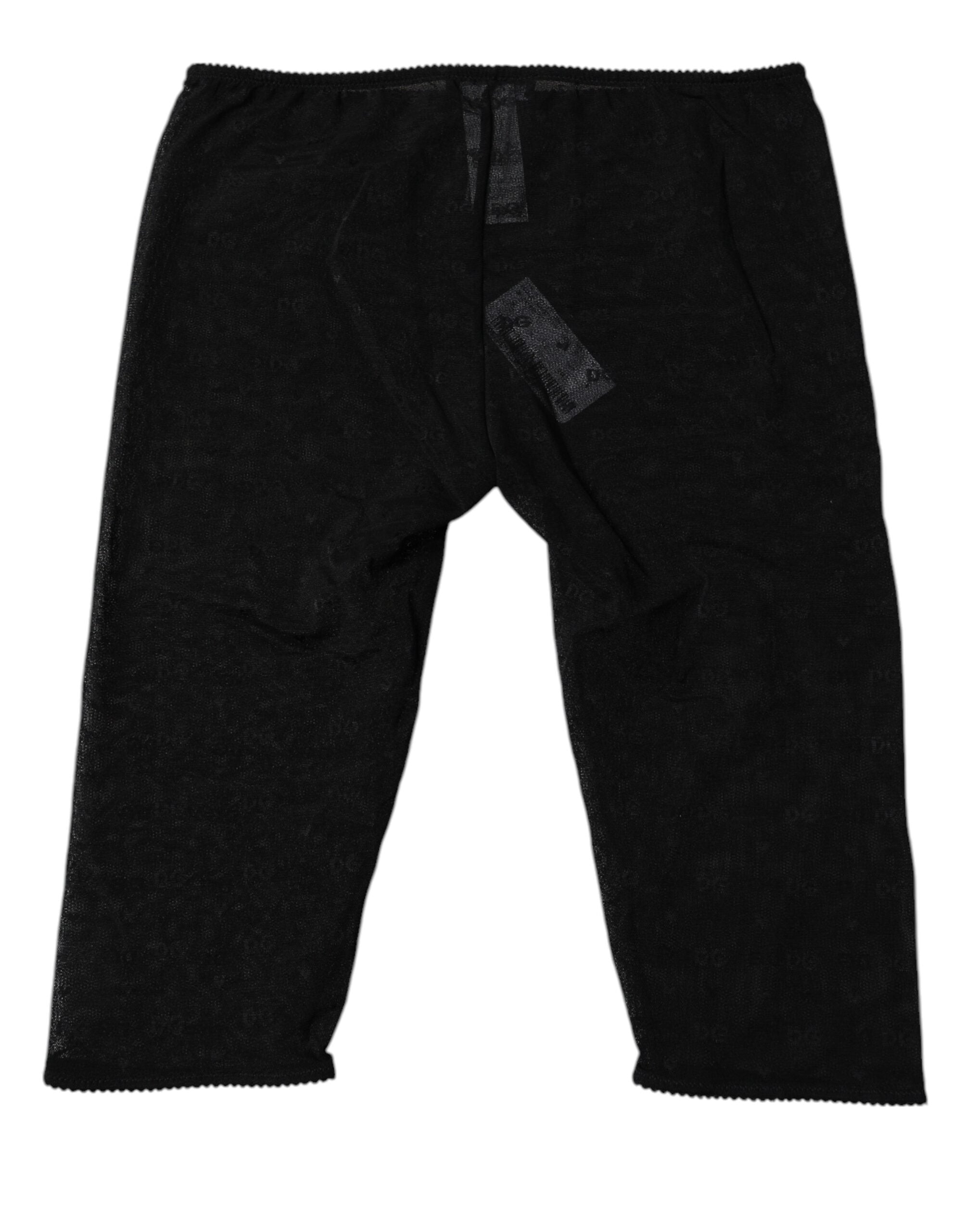 Dolce & Gabbana – Schwarze, kurze Spitzenunterwäsche mit Logo