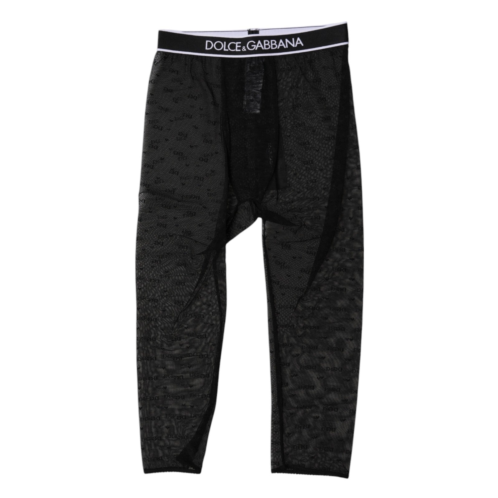 Dolce & Gabbana – Schwarze, kurze Nylon-Strumpfhose mit DG-Logo