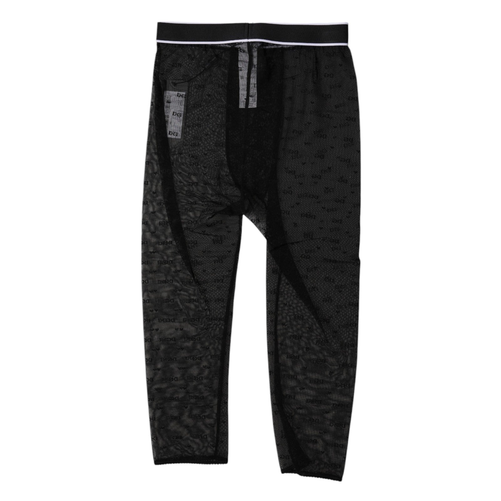 Dolce & Gabbana – Schwarze, kurze Nylon-Strumpfhose mit DG-Logo