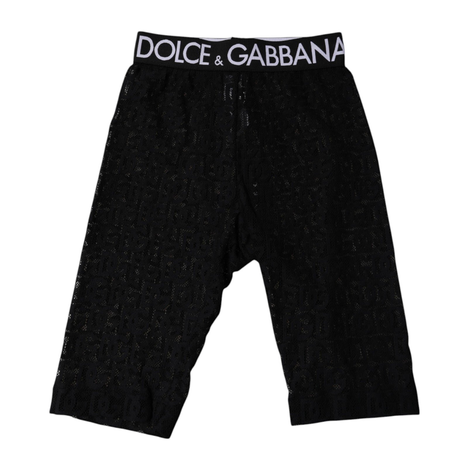 Dolce & Gabbana – Kurze Strumpfhose mit Logo und Monogramm in Schwarz