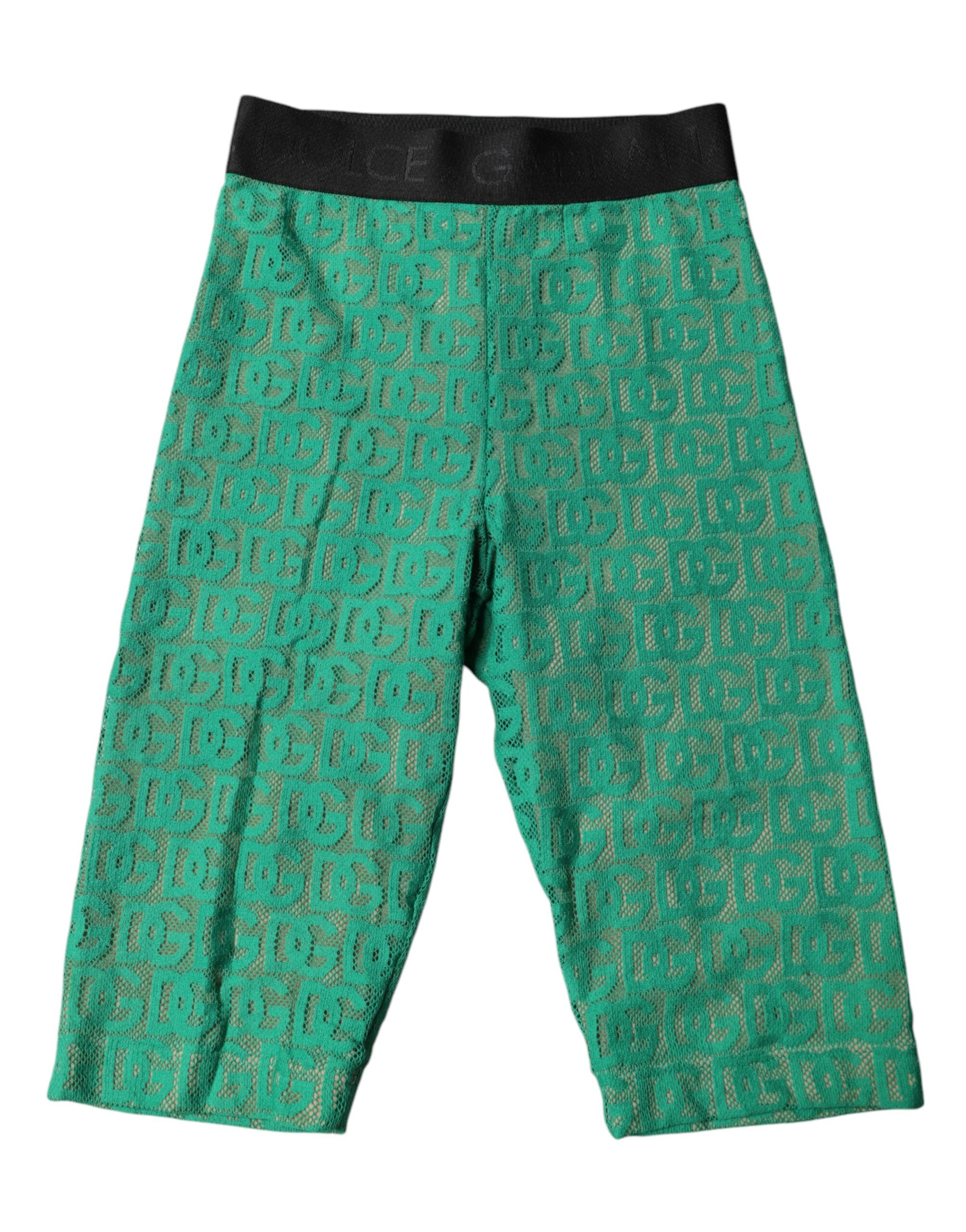 Dolce & Gabbana – Kurze Strumpfhose mit Logo-Monogramm in Grün