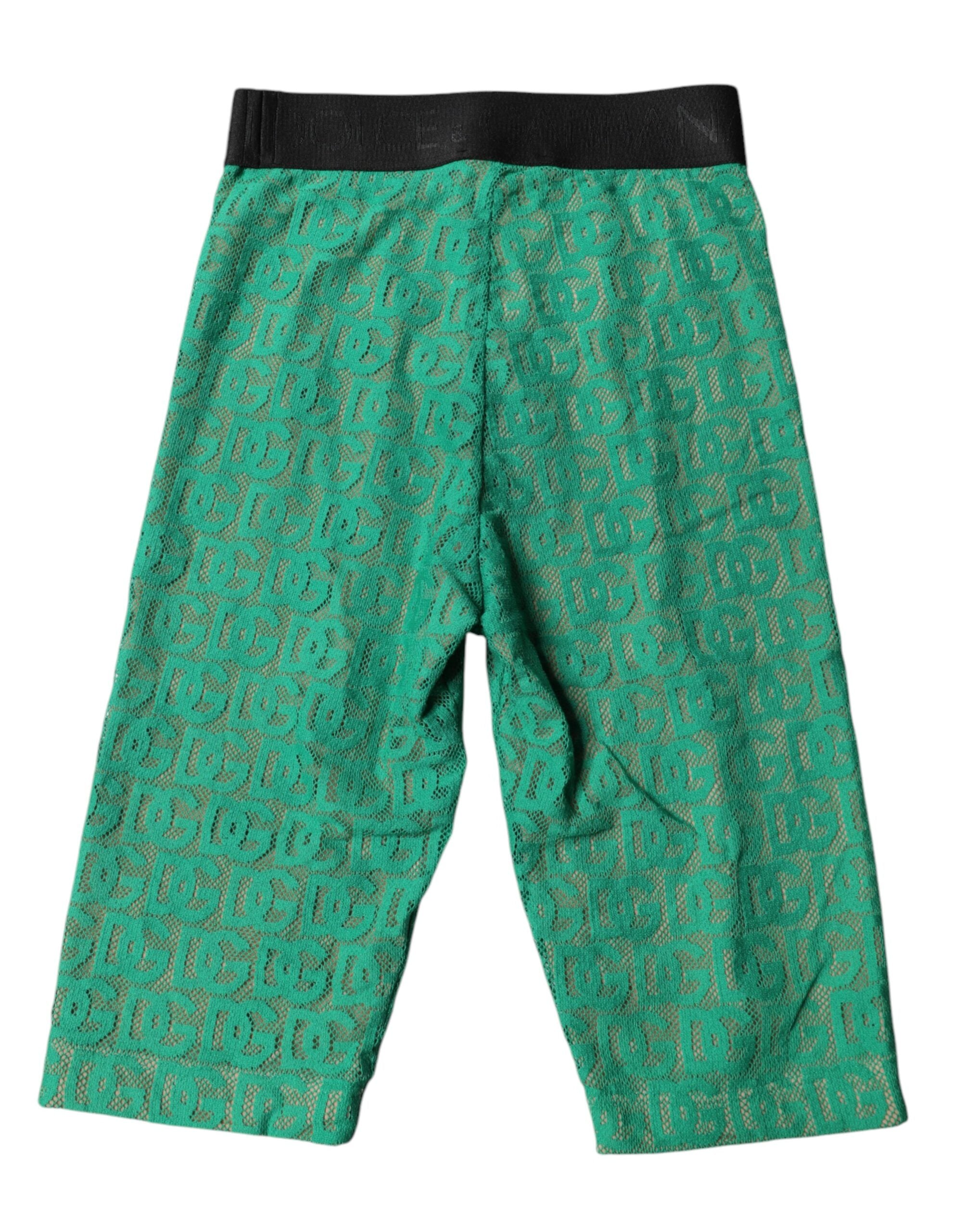 Dolce & Gabbana – Kurze Strumpfhose mit Logo-Monogramm in Grün