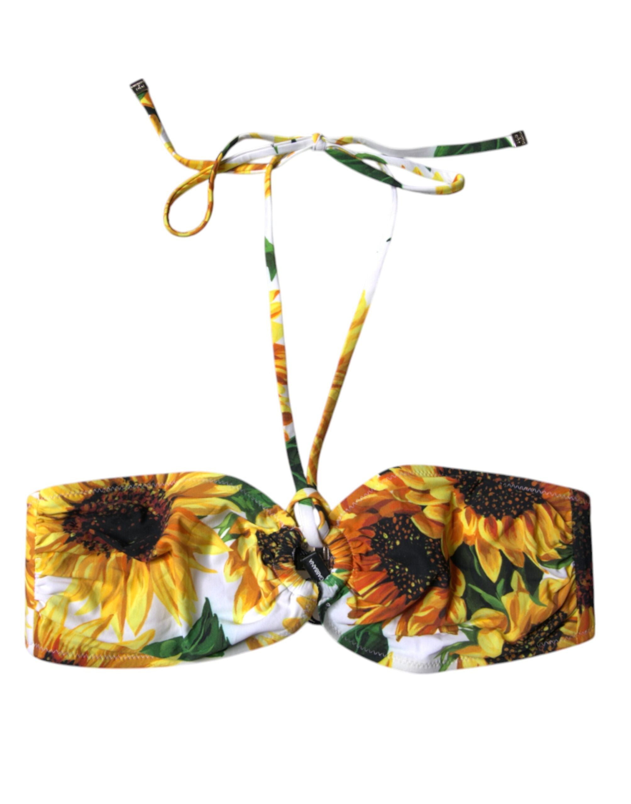 Dolce & Gabbana Multicolor Floral Neckholder Beachwear Bikini Top Bademode