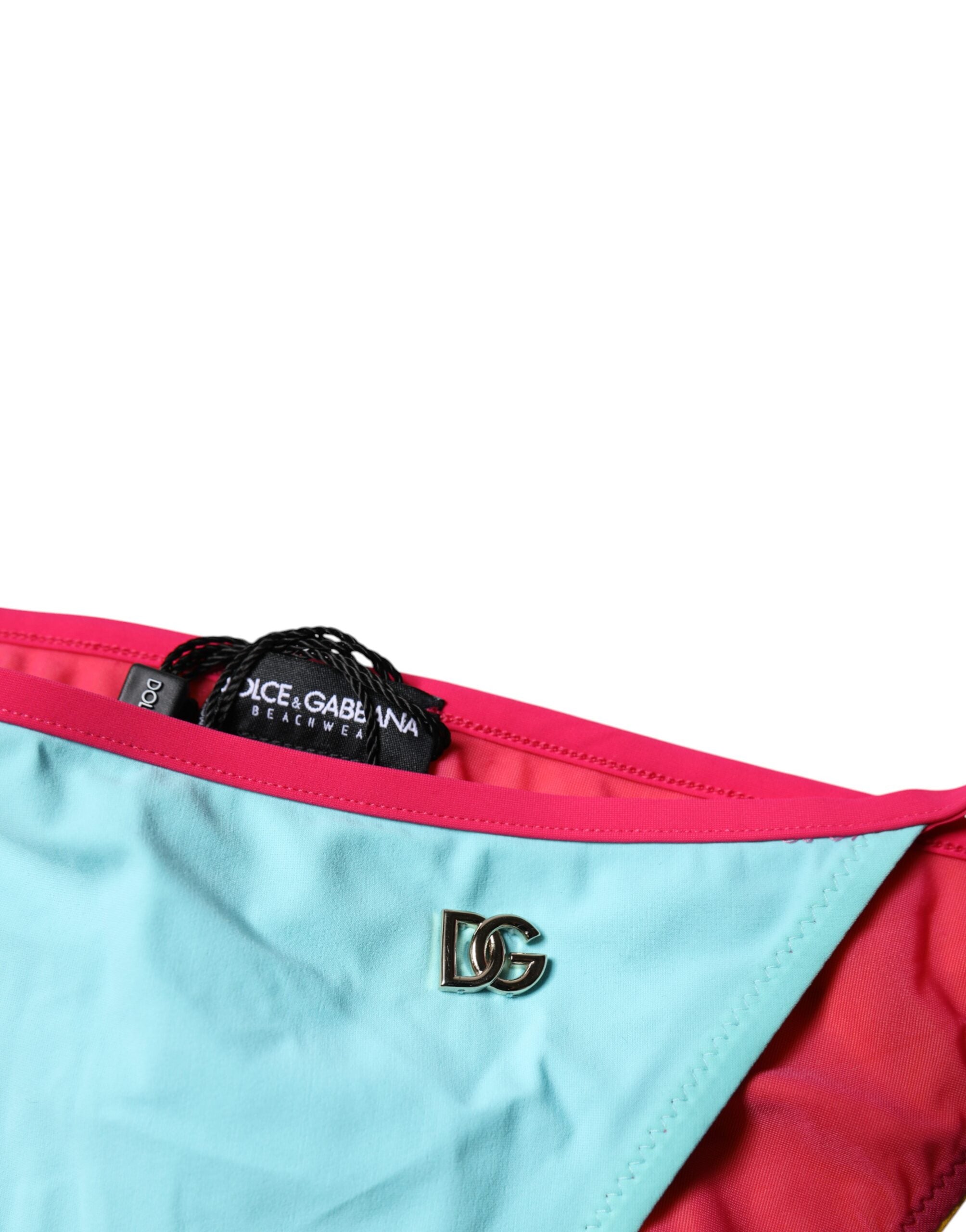 Dolce & Gabbana Mehrfarbiger Badeanzug mit Logo und Bikinihose