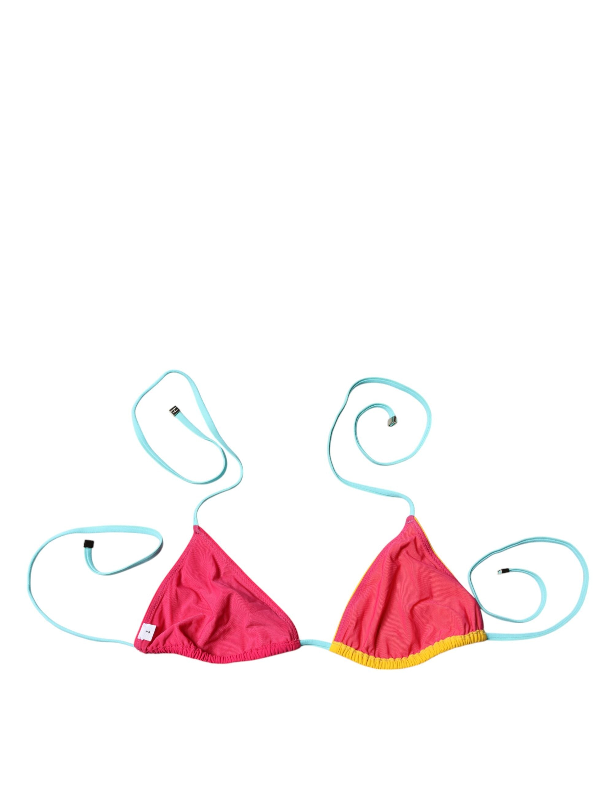 Dolce & Gabbana Multicolor Neckholder Beachwear Bikini Top Bademode