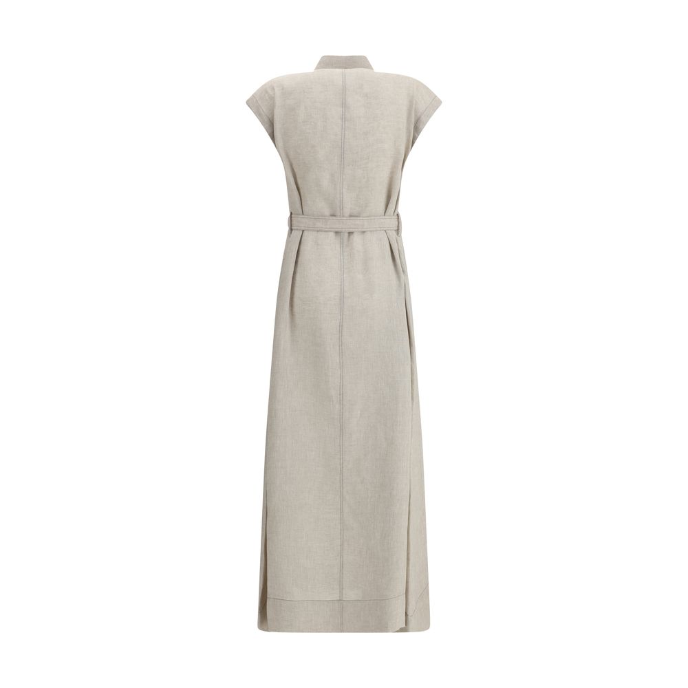 Brunello Cucinelli Rochie lunga din in