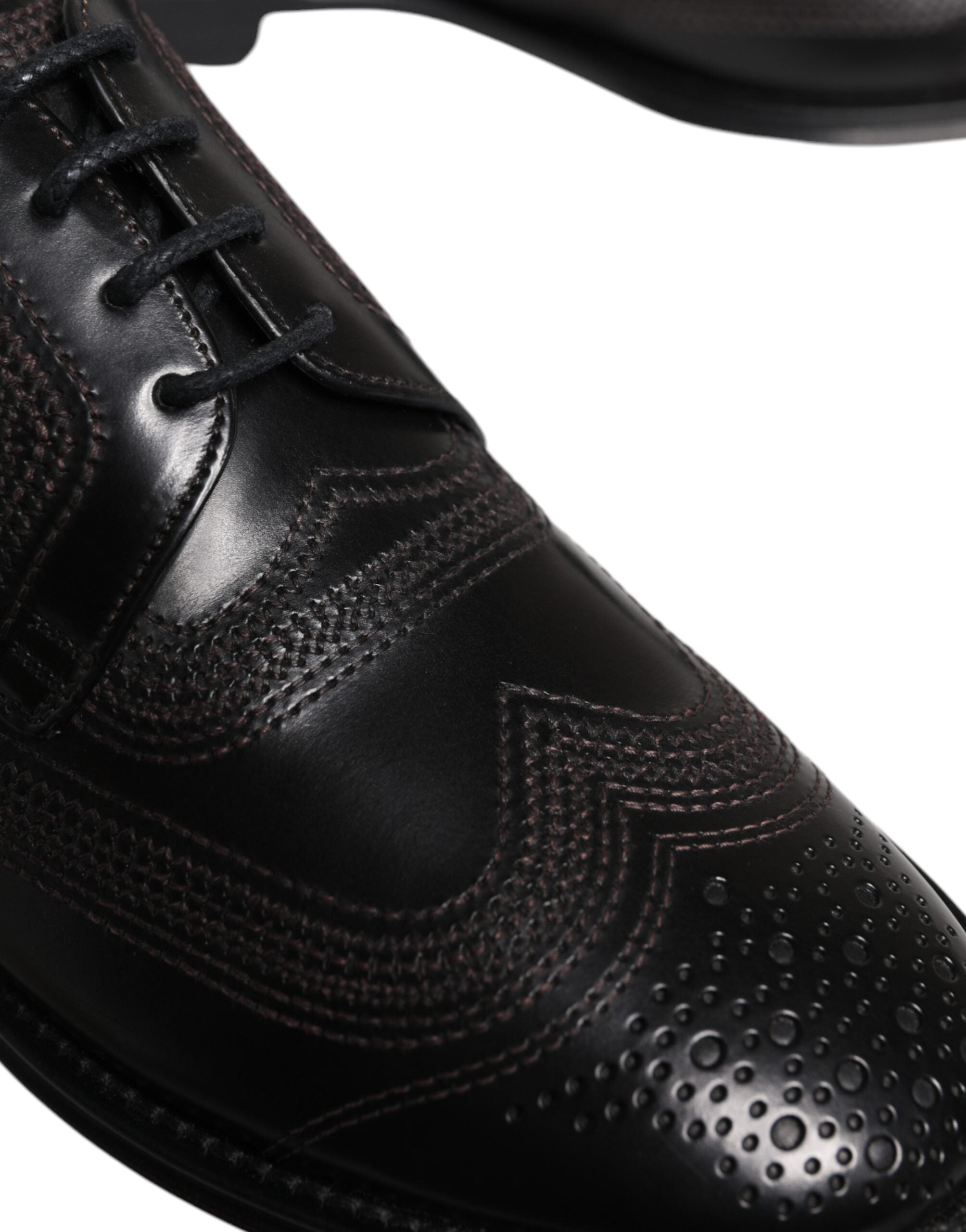 Dolce & Gabbana – Klassische Derby-Schuhe aus schwarzem, besticktem Leder
