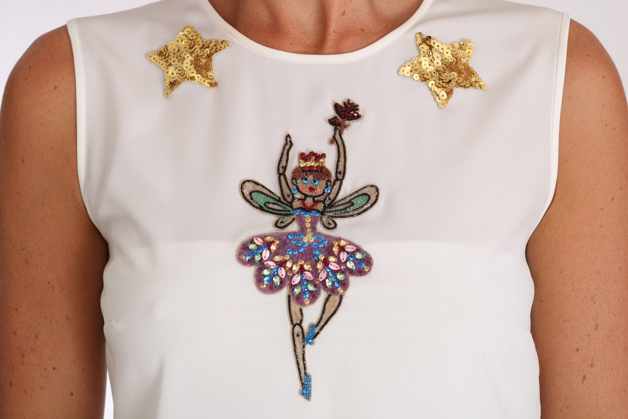 Bluză de mătase Dolce & Gabbana cu cristale Enchanted